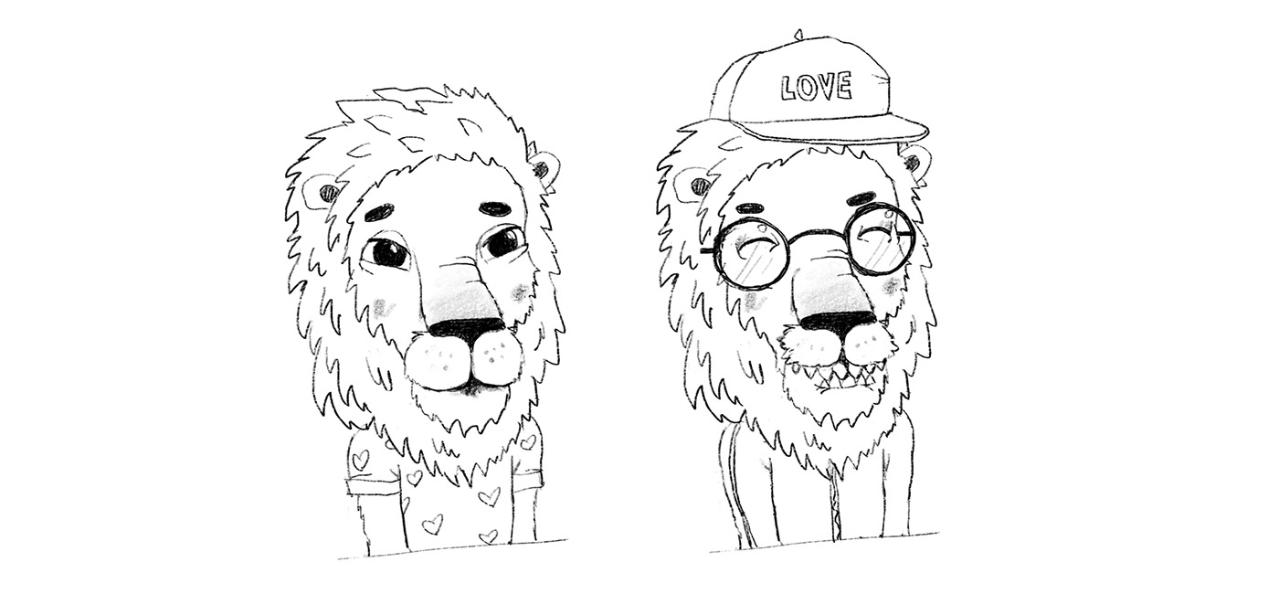animal avatar cartoon Character Character design  cryptoart cute lion nft portrait