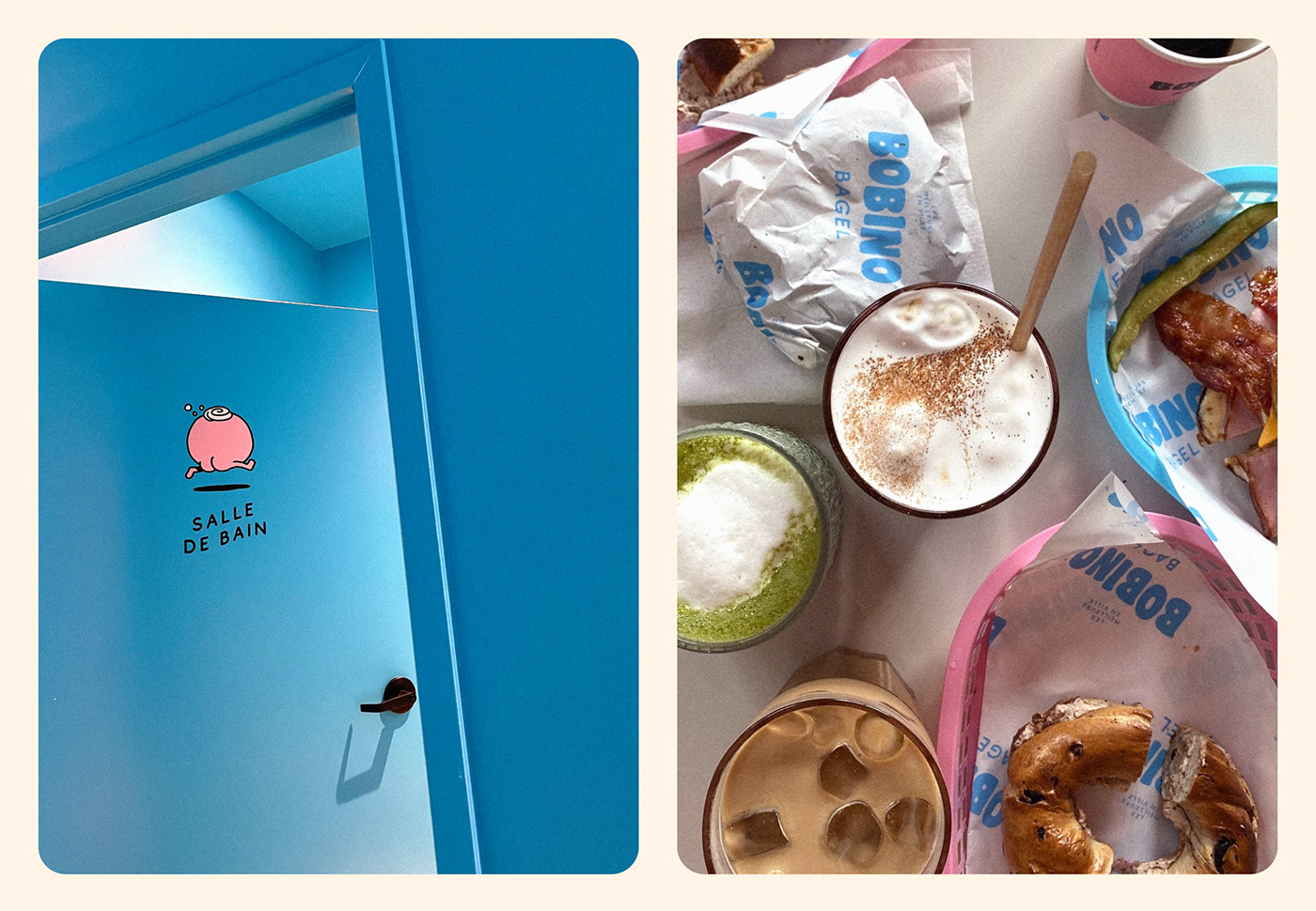 bagel restaurant pink cute Character design  Packaging interior design  brand identity Food  Environment design