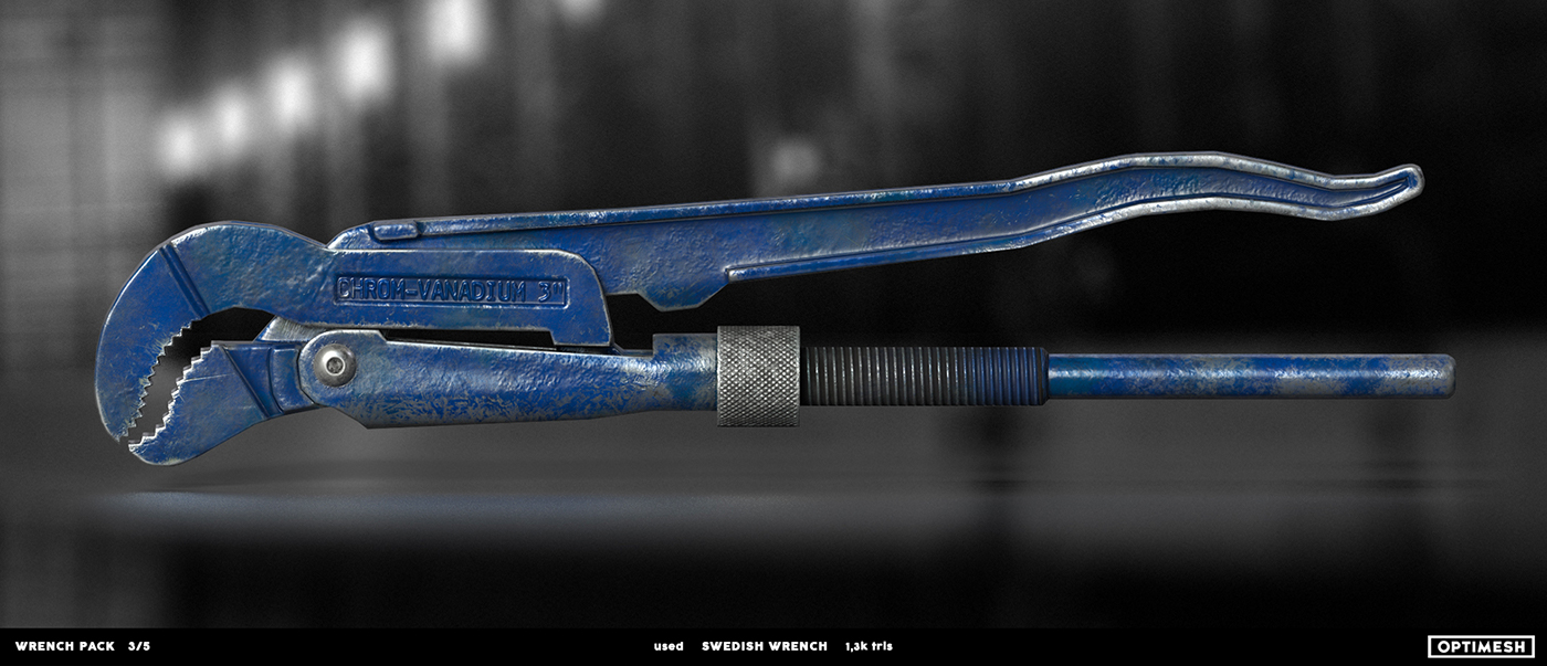 3D asset model Wrench optimesh store realistic PBR real-time CGI