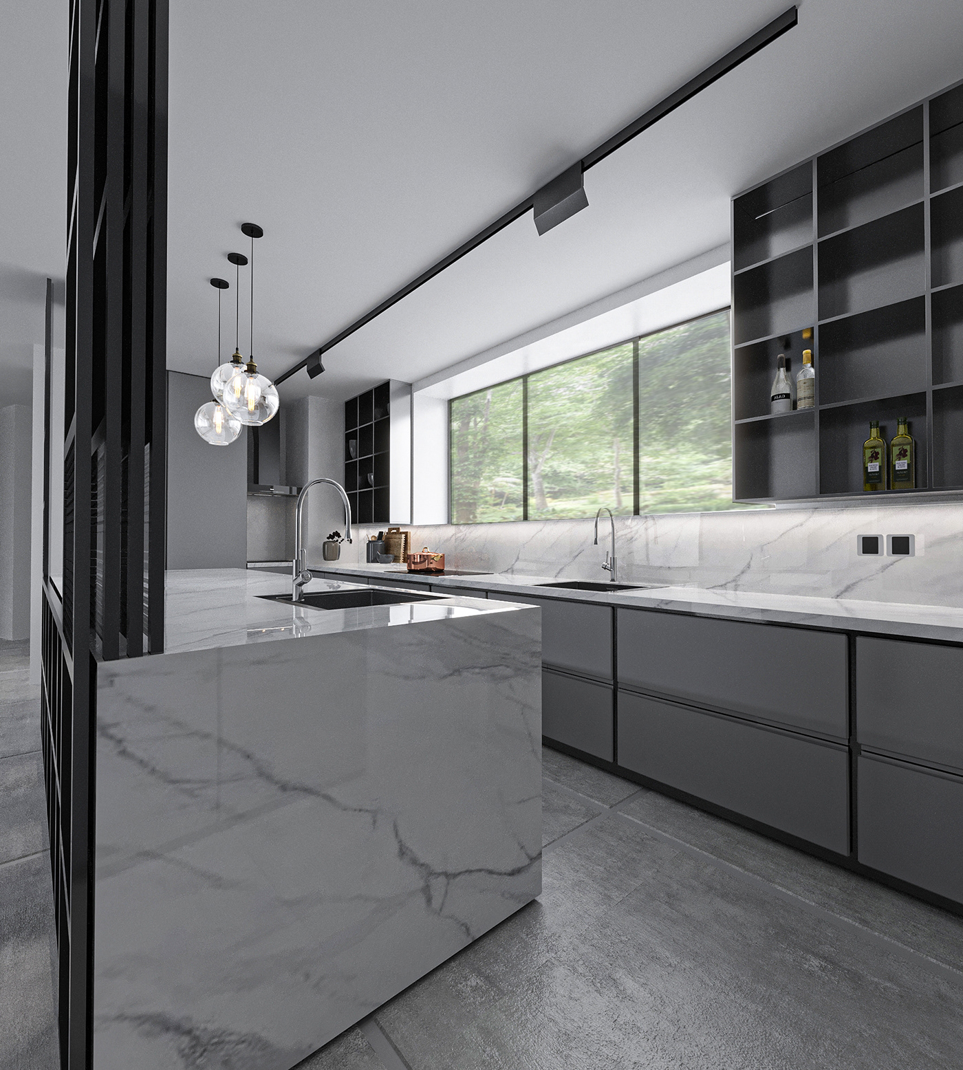 Interior kitchen kitchendesign industrial design  interior design  3ds max corona рендер Cucina cucina italiana