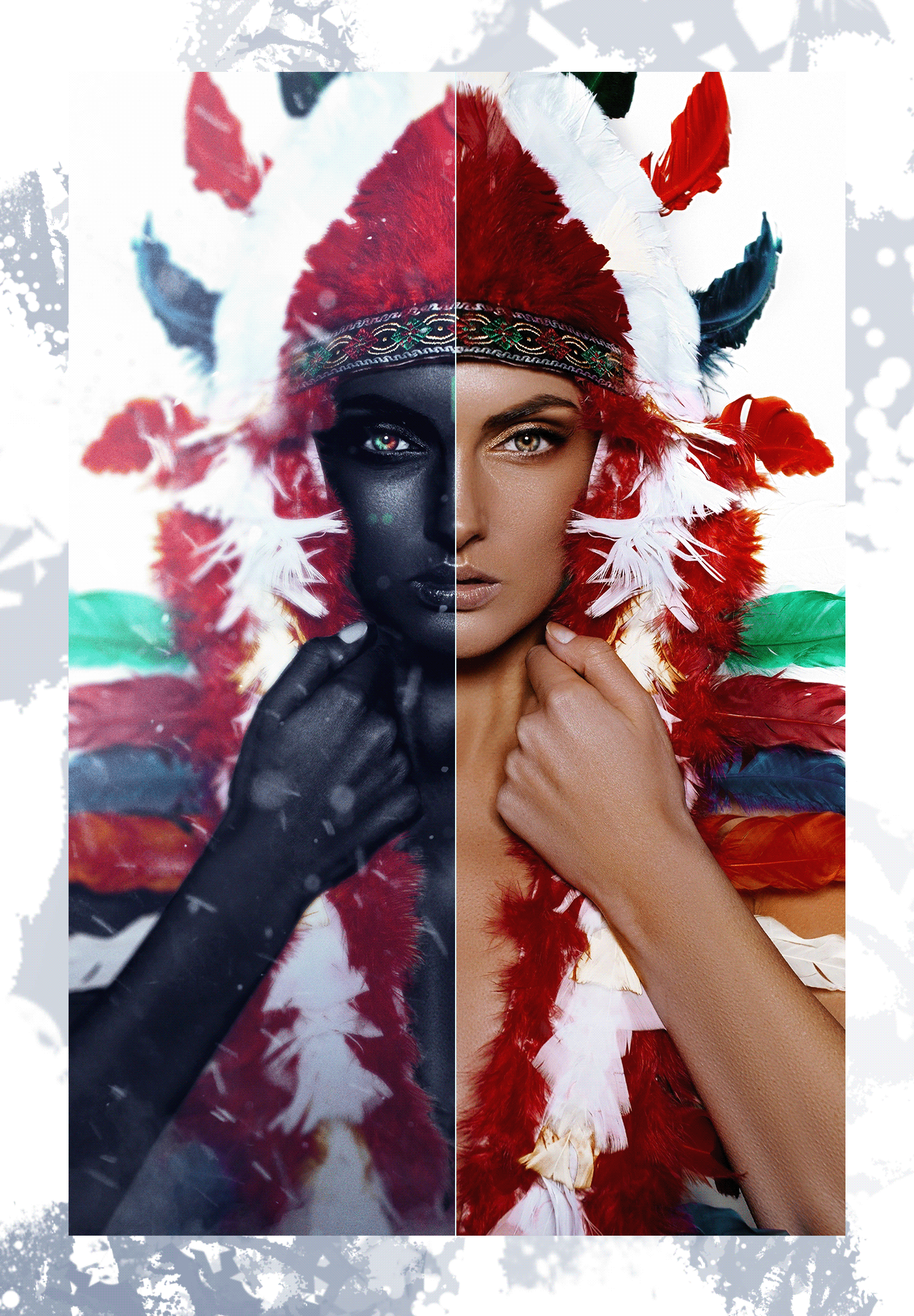 beauty Character design  color Digital Art  makeup portrait retouch retouching  tribe woman