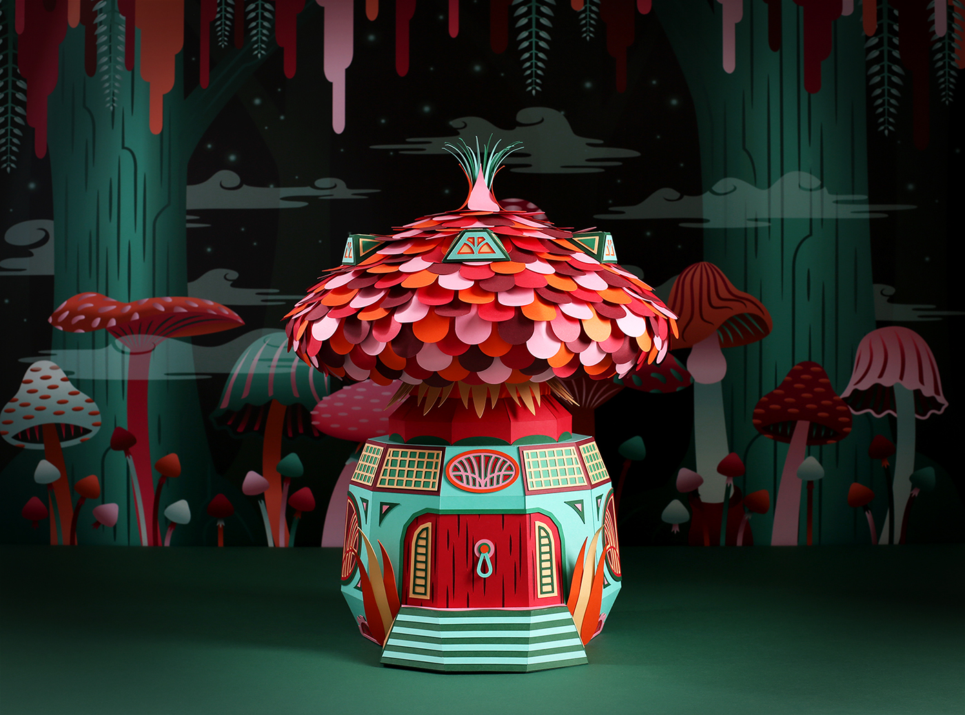 paper Window dubai color art mushroom forest flower handmade paperart