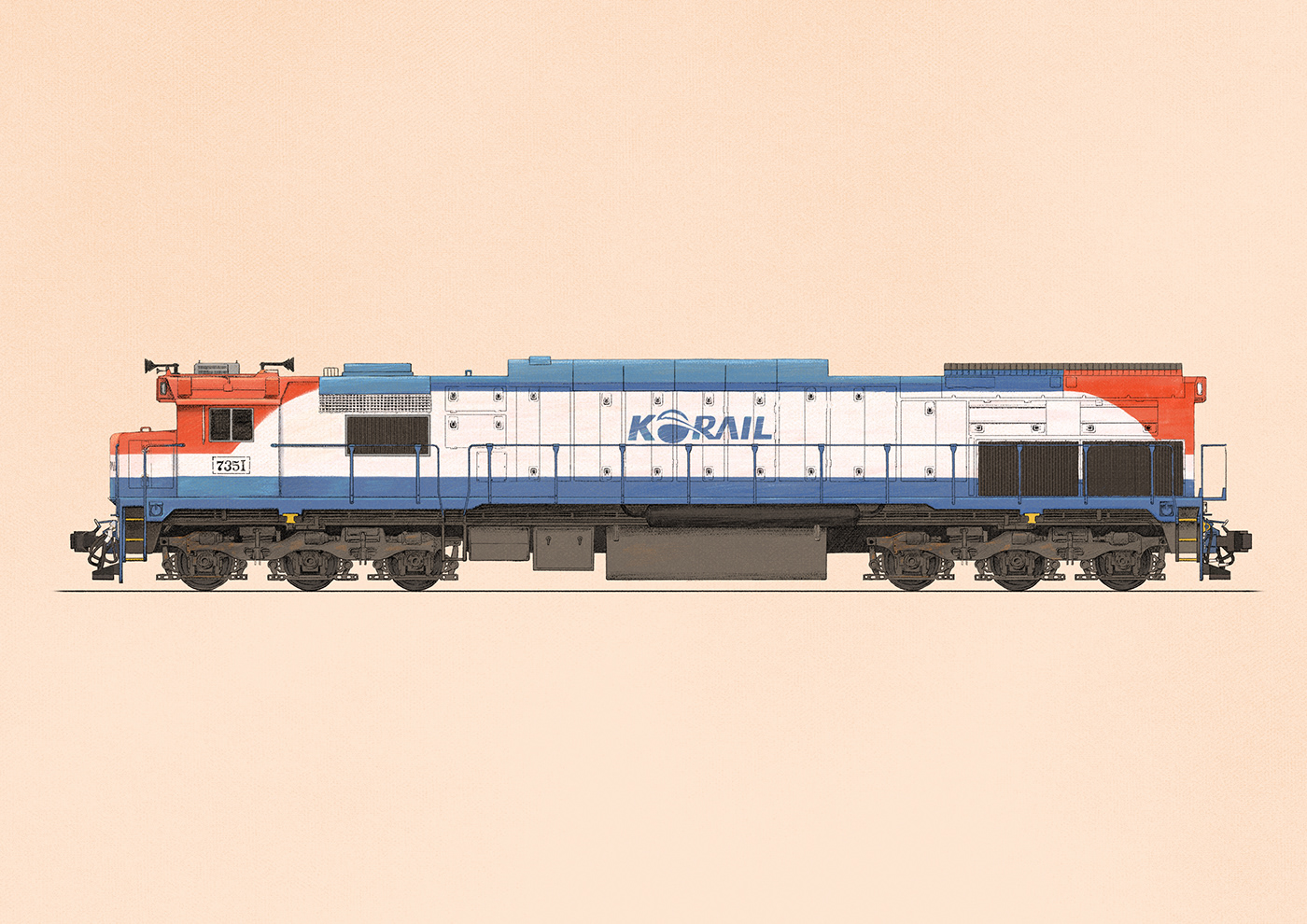 calendar disel korail Korea Railroad locomotive new year train vintage