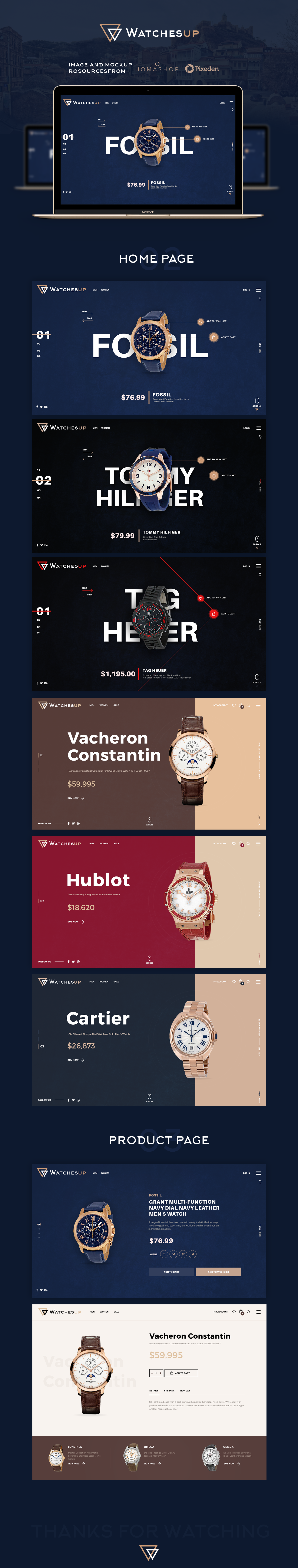 Web Watches store online shop design site e-commerce