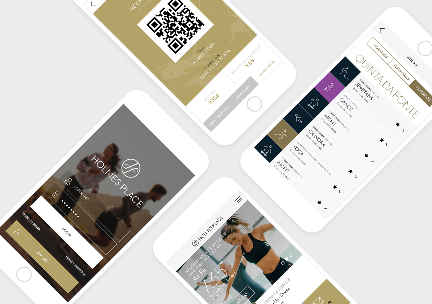 fitness app interaction holmes place Wellness UI ux