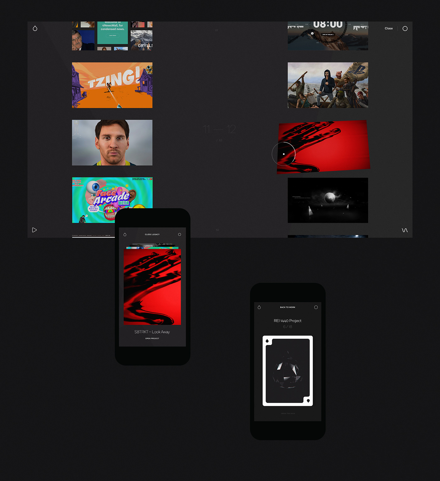 resn drop Archive interaction Website Layout grid typography   mobile tapandhold