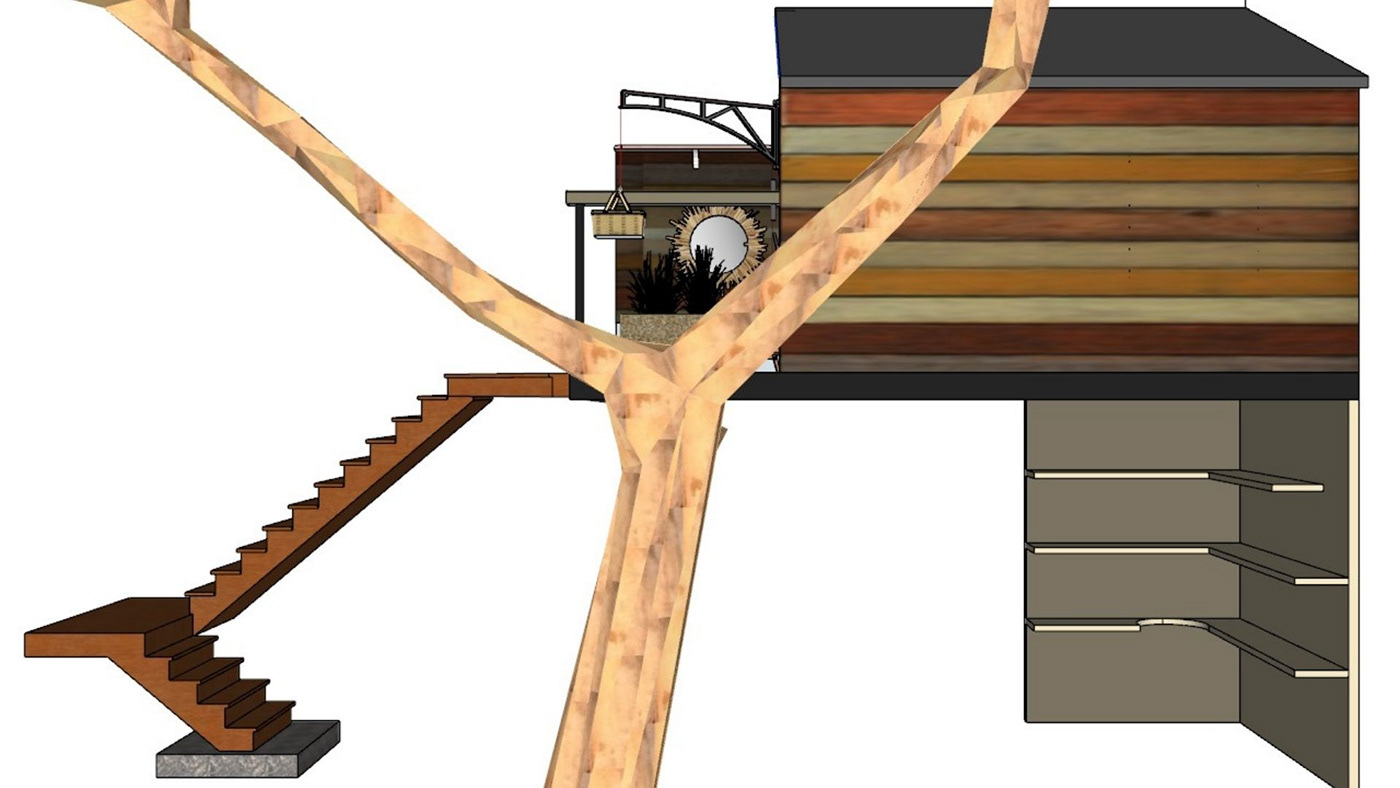 resort Treehouse interior design  Space design bedroom eco friendly SketchUP 3D