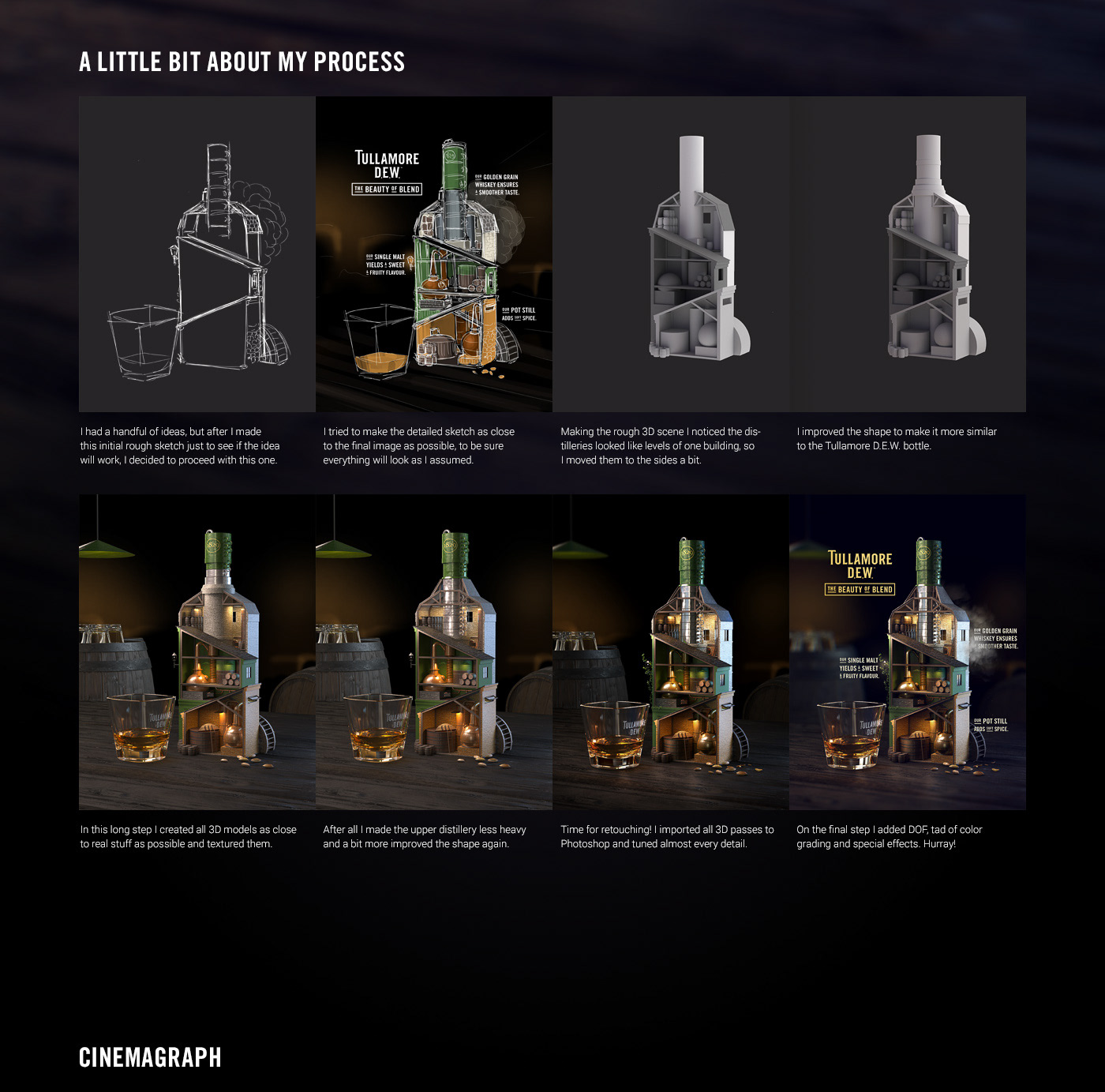 3D wine vineyard beer bottle Whiskey creative loop loop animation Diorama