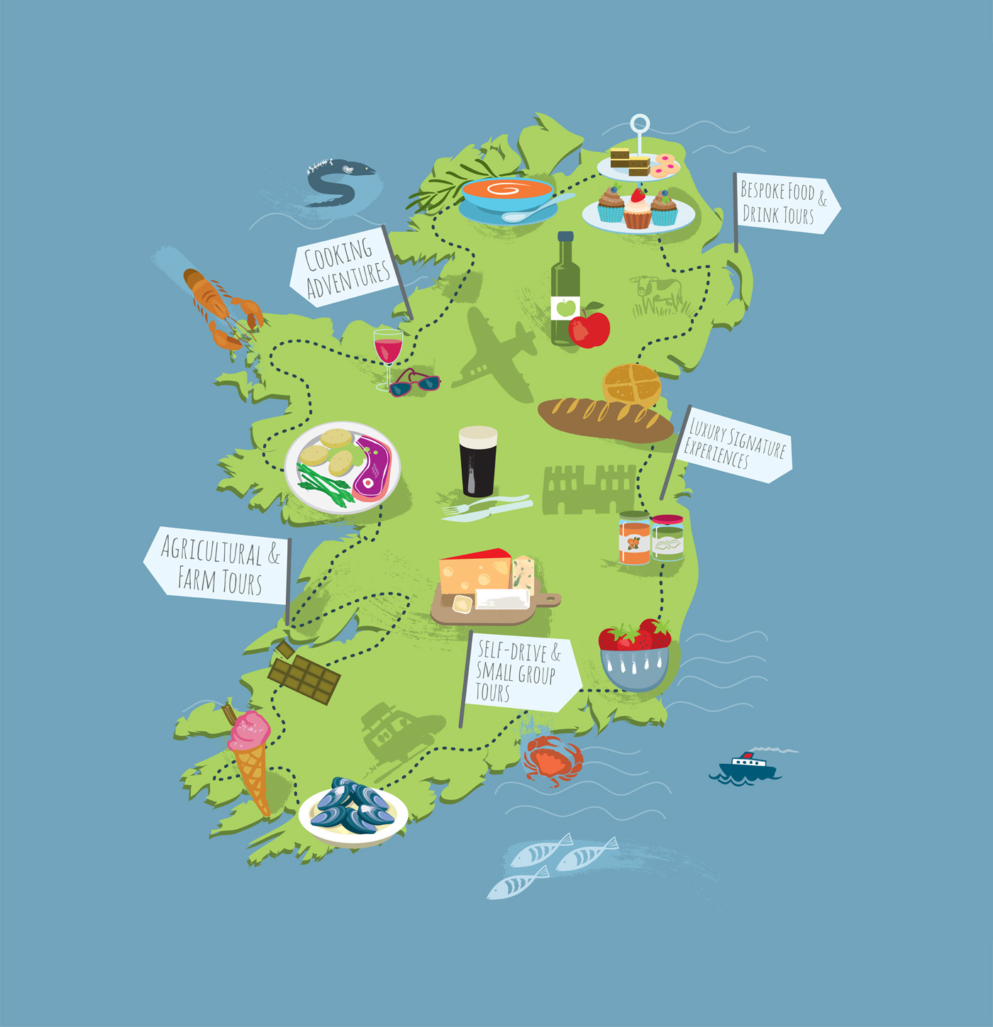 map Ireland Food  tourism culture Holiday touring