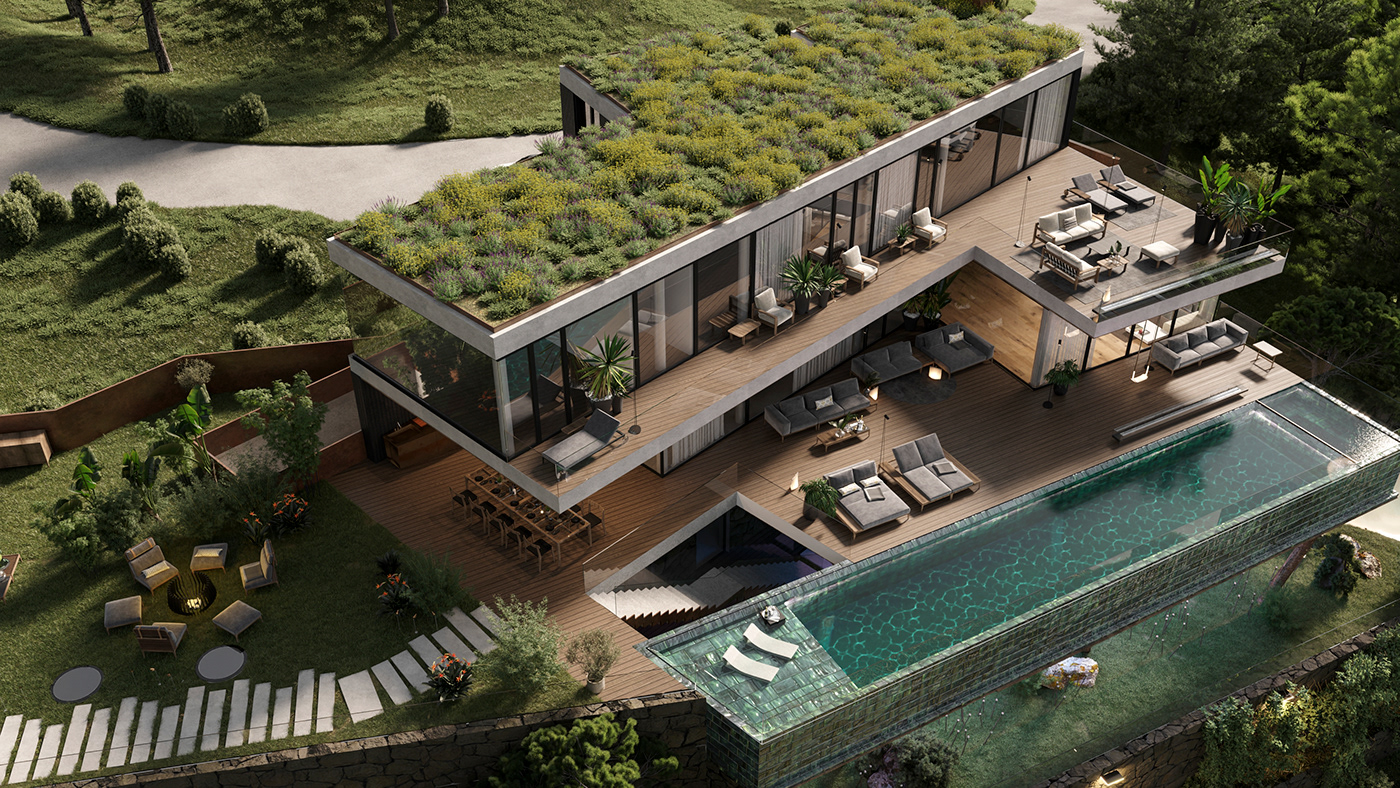 architecture design High End Infinity Pool luxury Marble modern premium Villa wood