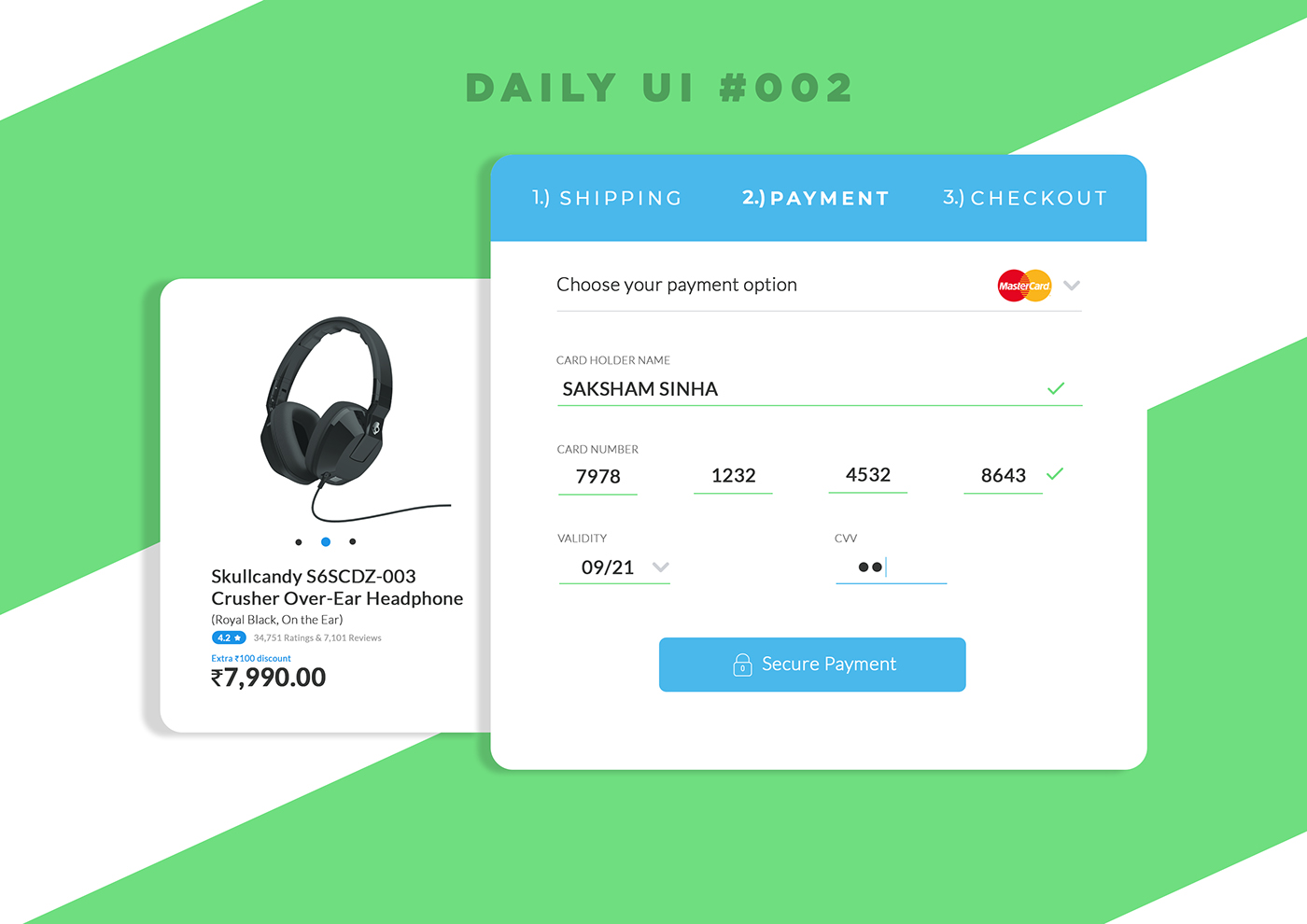 Credit Card Checkout UI Daily #002 photoshop UX design payment