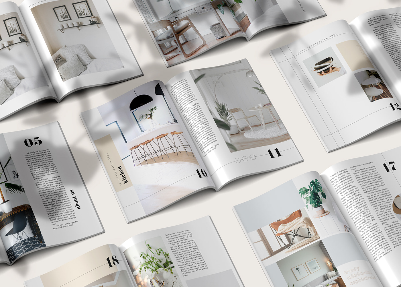 Catalogue design furniture geometric home decor inspiration Lookbook minimalist trendy typography  