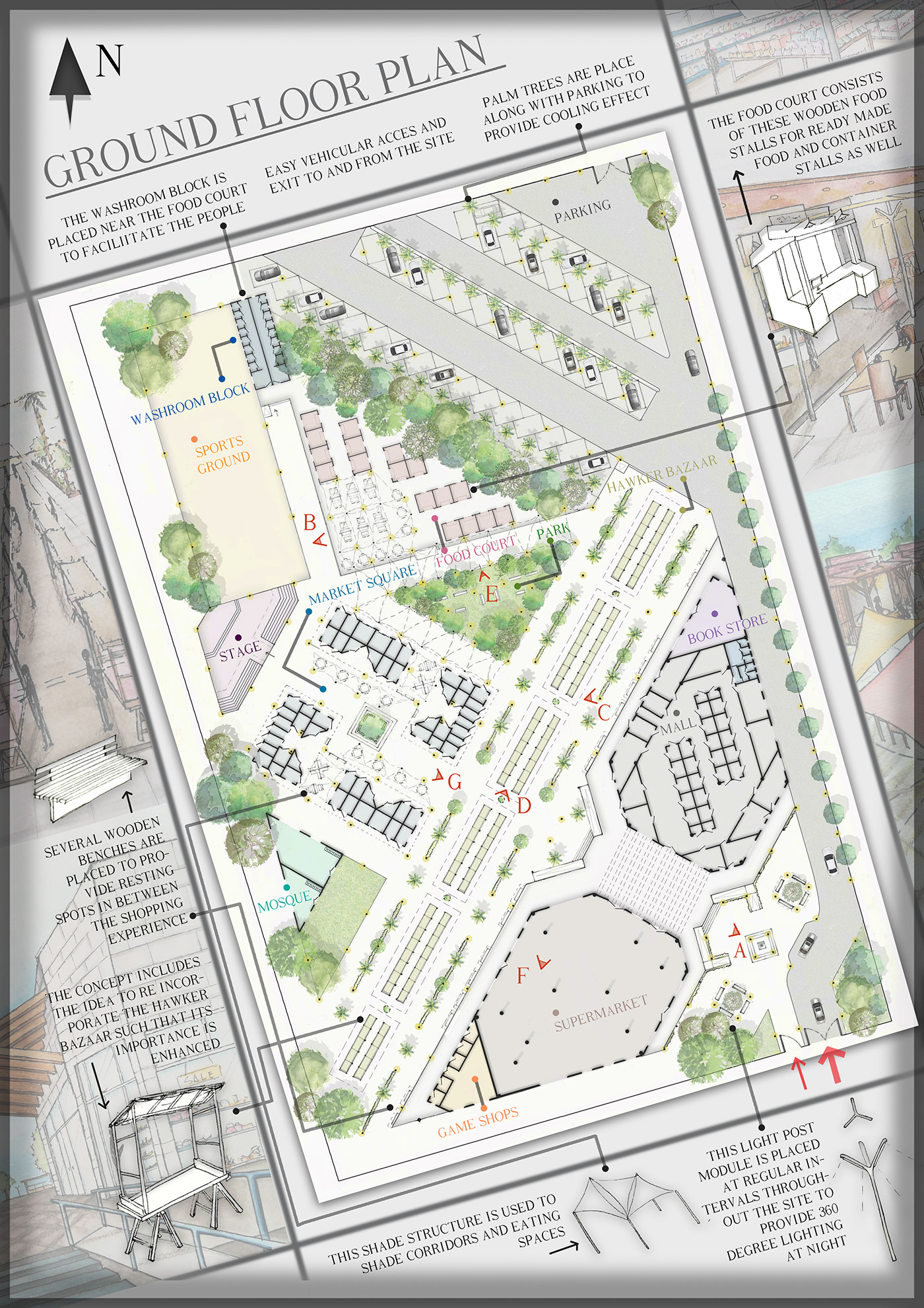 architecture design handsketch Landscape market Masterplan planning public project Recreational Urban