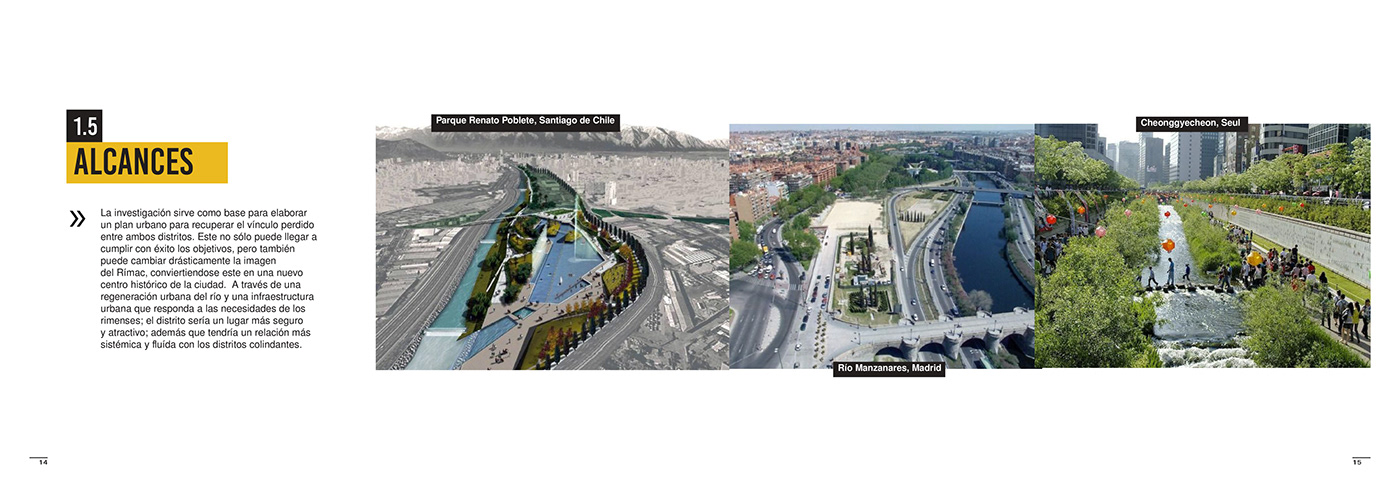 Booklet architecture lima urbanismo river Masterplan graphics diagram Rimac