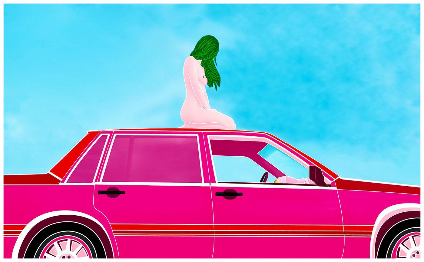 artwork car Car girl Digital Art  digital illustration ILLUSTRATION  Illustrator