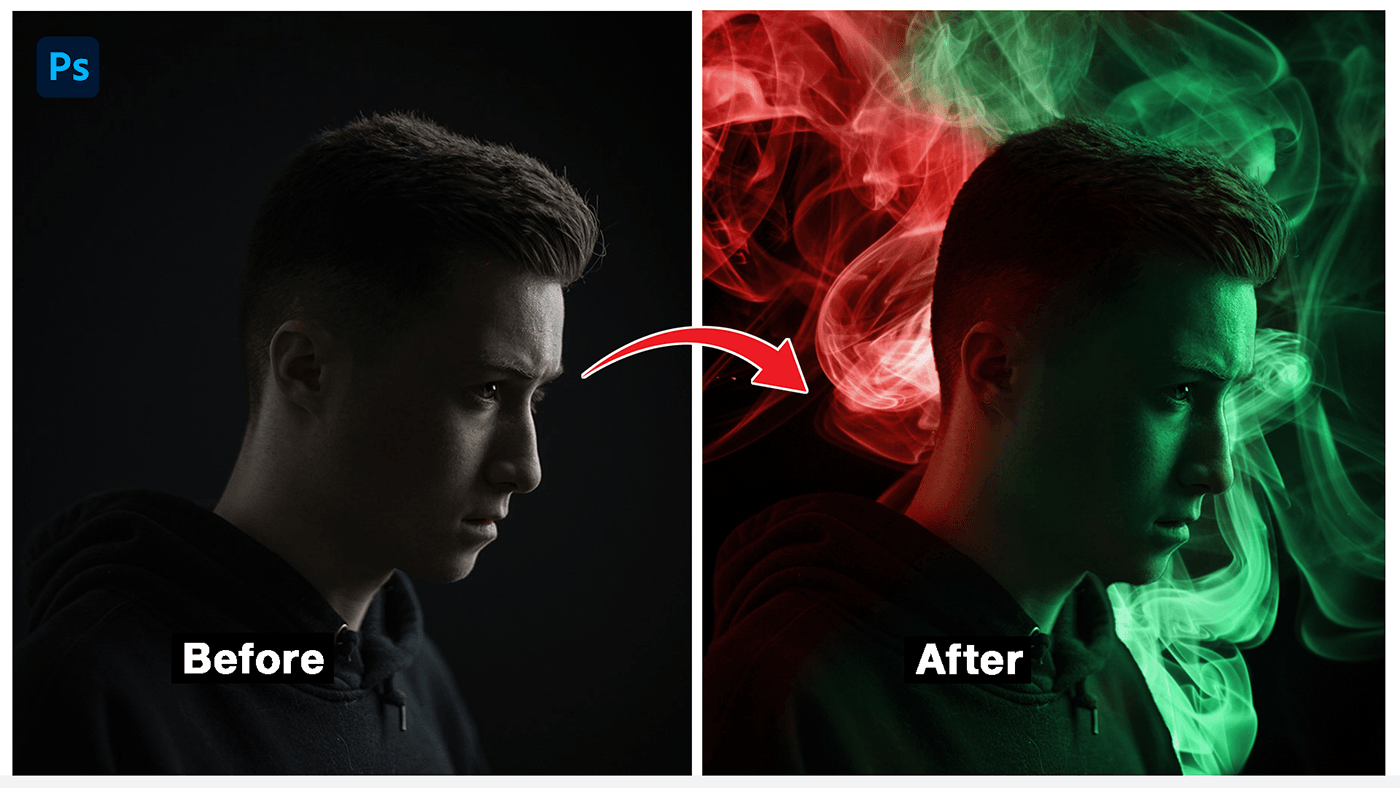 photoshop Adobe Photoshop Graphic Designer Social media post Smoke Effect Photo Manipulation  Dual Lighting Effect