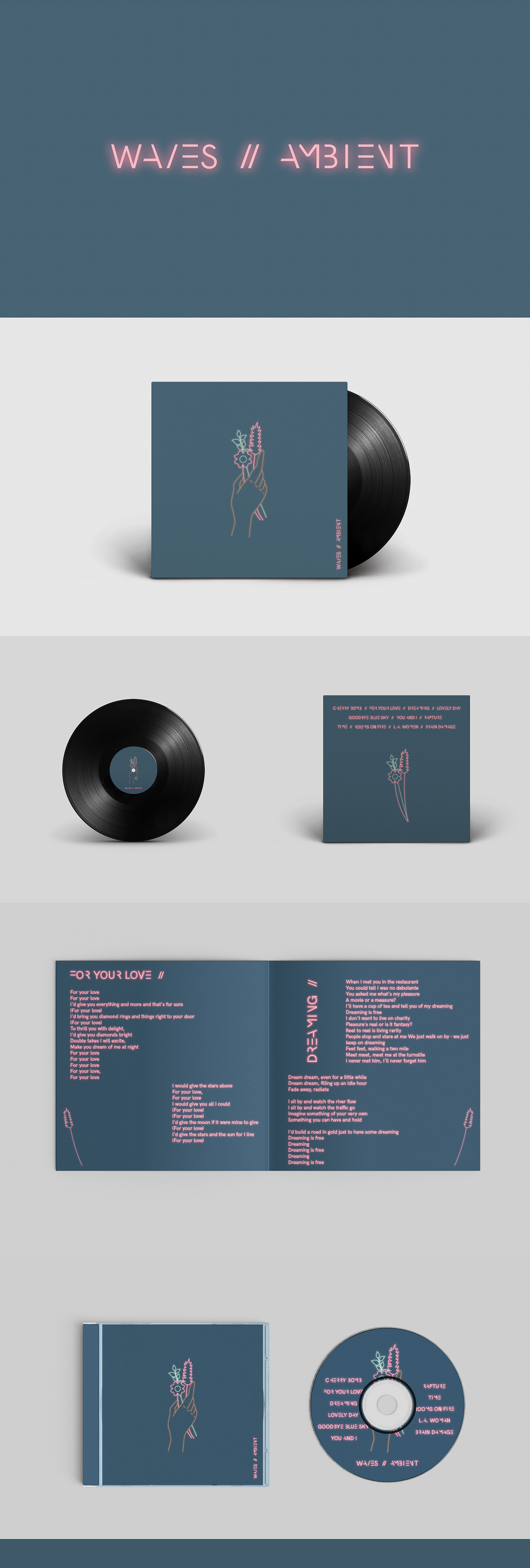 Packaging packaging design music vinyl vinyl records ILLUSTRATION  typography   neon minimal minimalist