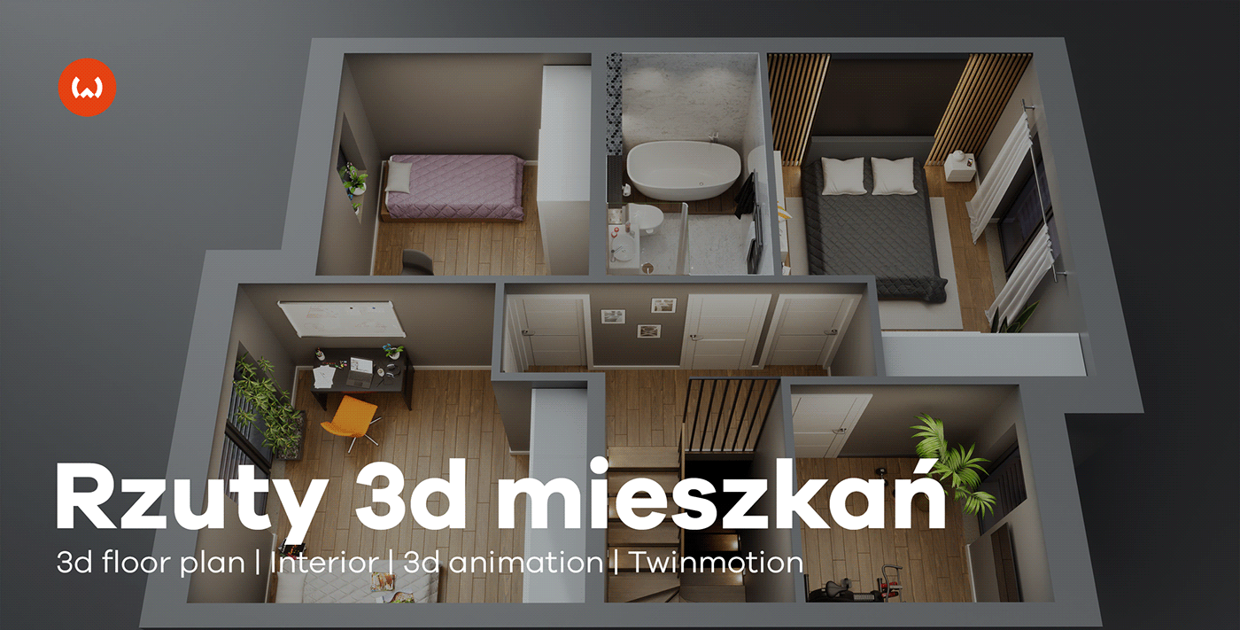wizualizacja visualization interior design  architecture 3D Render floor plan twinmotion
