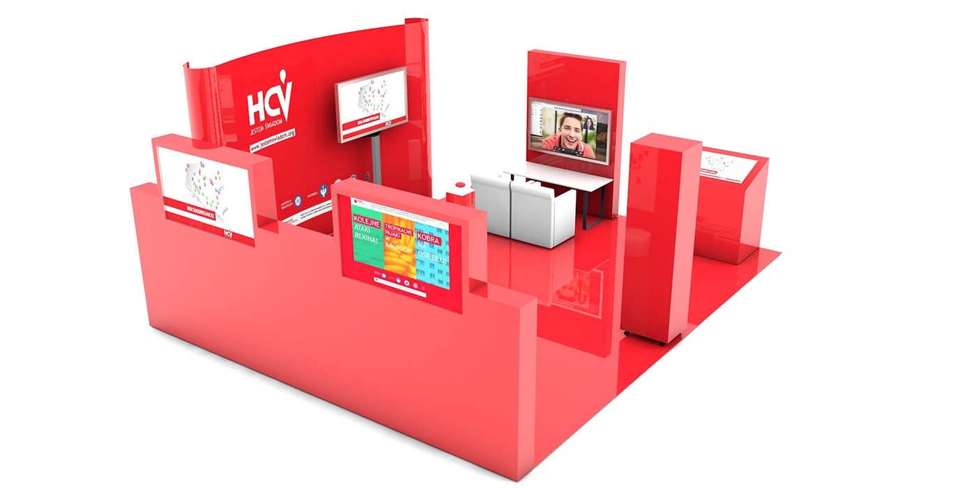 exhibition stand visualisation 3D Exhibition  red HCV