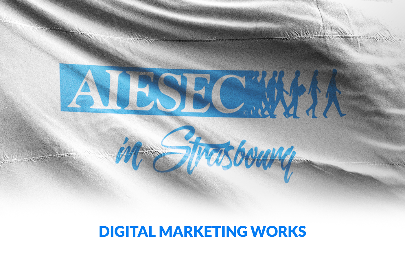 AIESEC digital marketing facebook cm flat minimal blue print rollup visit card