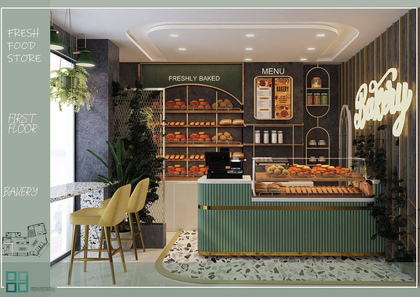 cafe coffee bar fresh food Grocery interior design  juice bar new art deco store Supermarket
