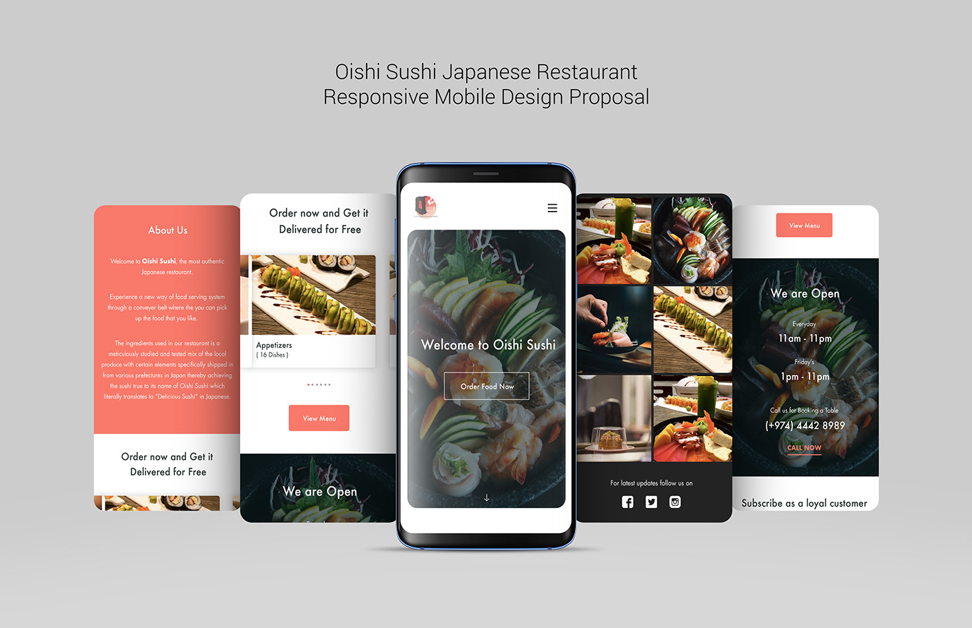 flyer UI/UX branding  user experience japanese oishi sushi Qatar Food  Mobile app Graphic & Visual