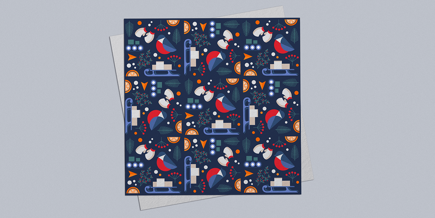 Christmas design Holiday ILLUSTRATION  Illustrator pattern Tree  vector winter postcard