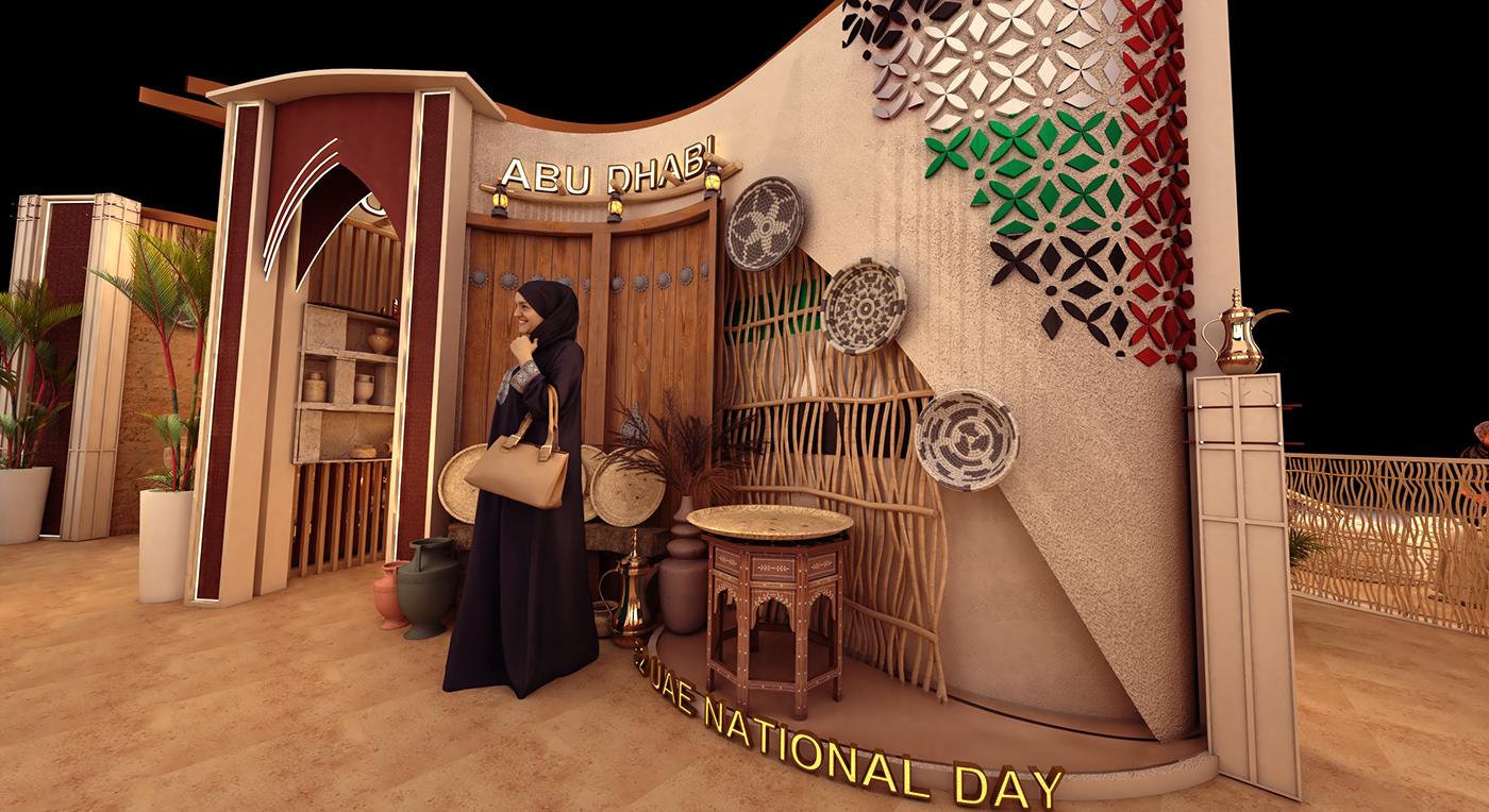 UAE National Day Abu Dhabi Advertising  arabic calligraphy art direction  mall activation 3D visualization UAE