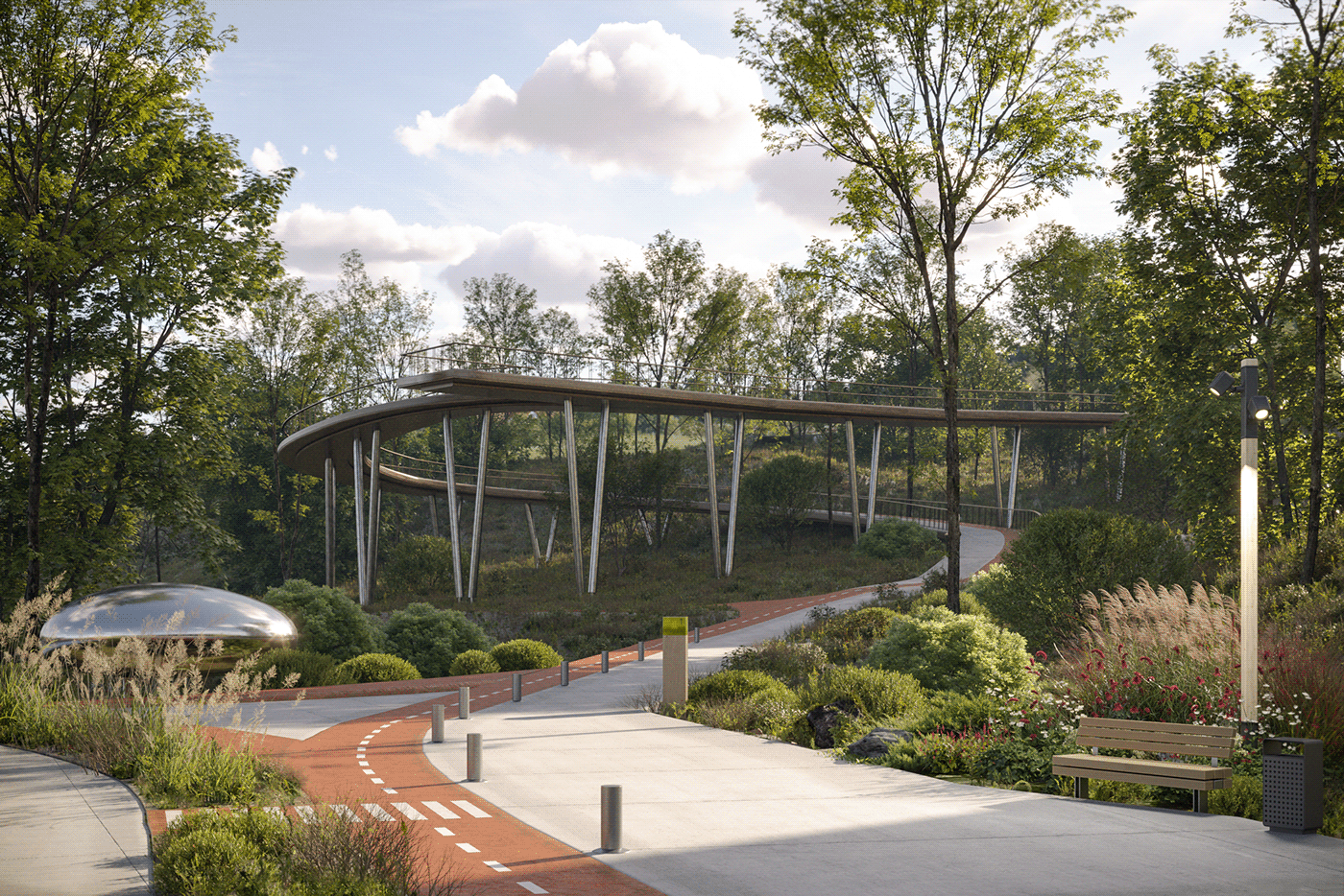 3D architecture exterior Landscape landscape visualization landskape design Park Playground Render visualization