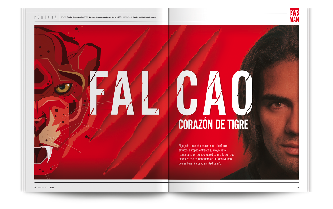 falcao colombia Trak One editorial mundial lesion vector porto red rojo Barman Whisky tigre Radamel magazine