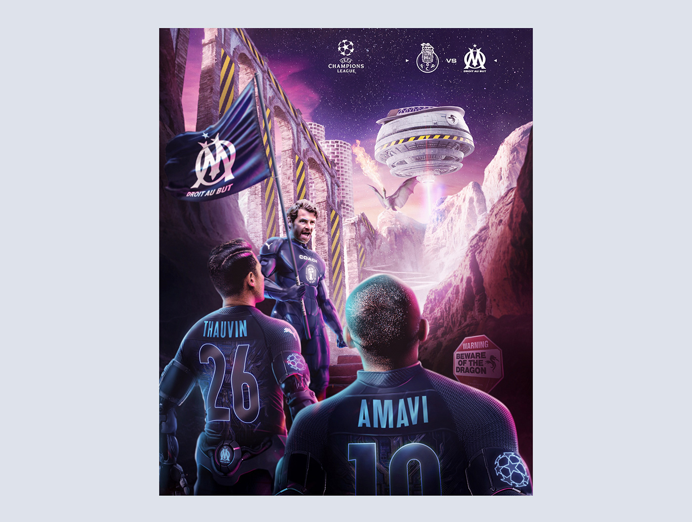 affiche champions league Digital Art  football graphic design  marseille olympique de marseille Om poster soccer