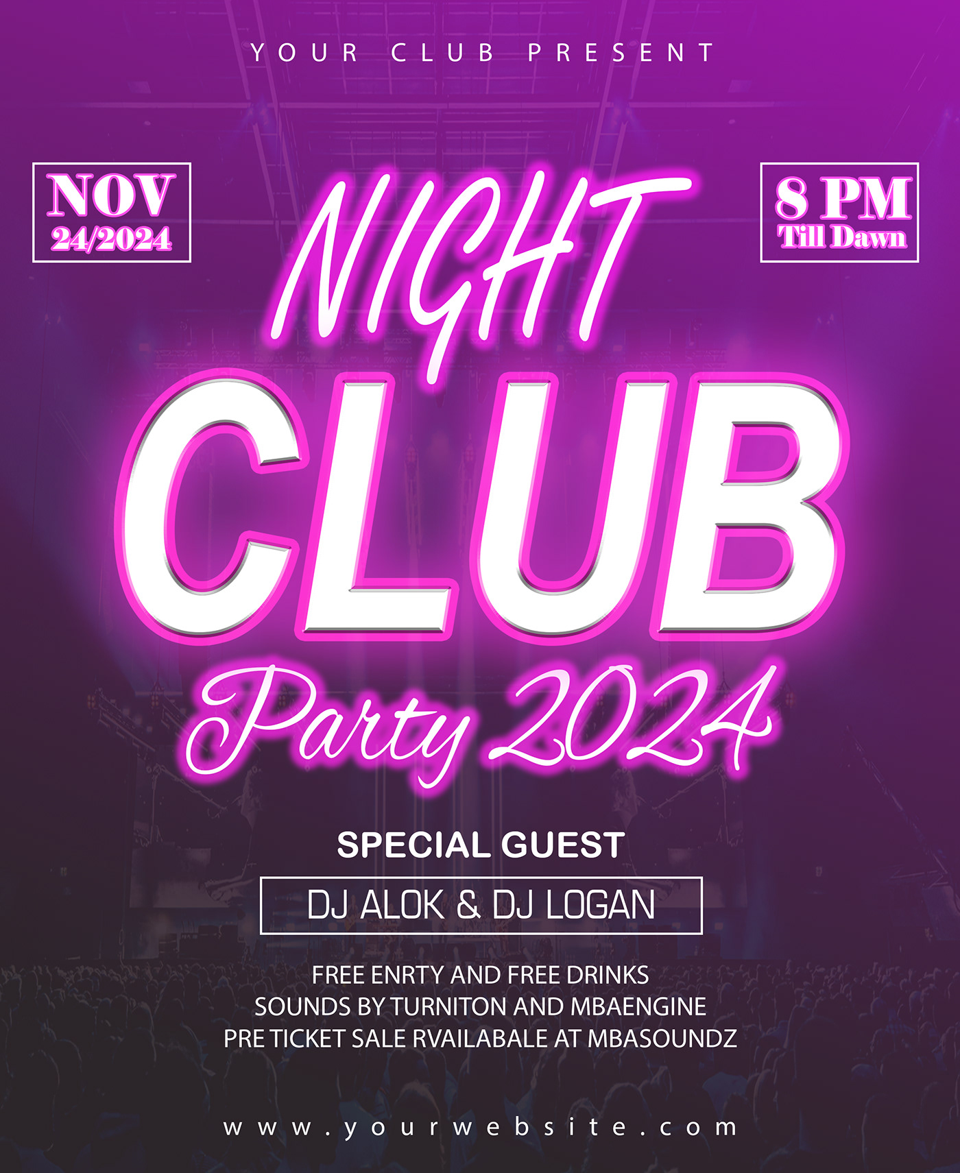 party flyer event flyer DJ Flyer nightclub club flyer HAPPY NEW YEAR FLYER party poster Flyer Design flyer template graphic design 