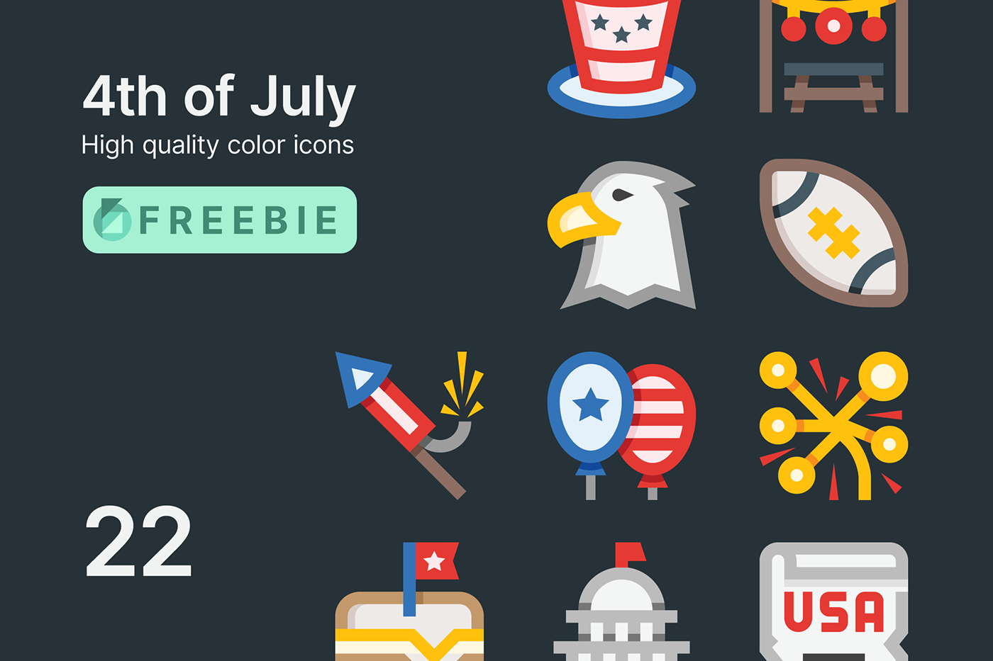 4th of July Event free freebie Holiday icons independence day national united states usa