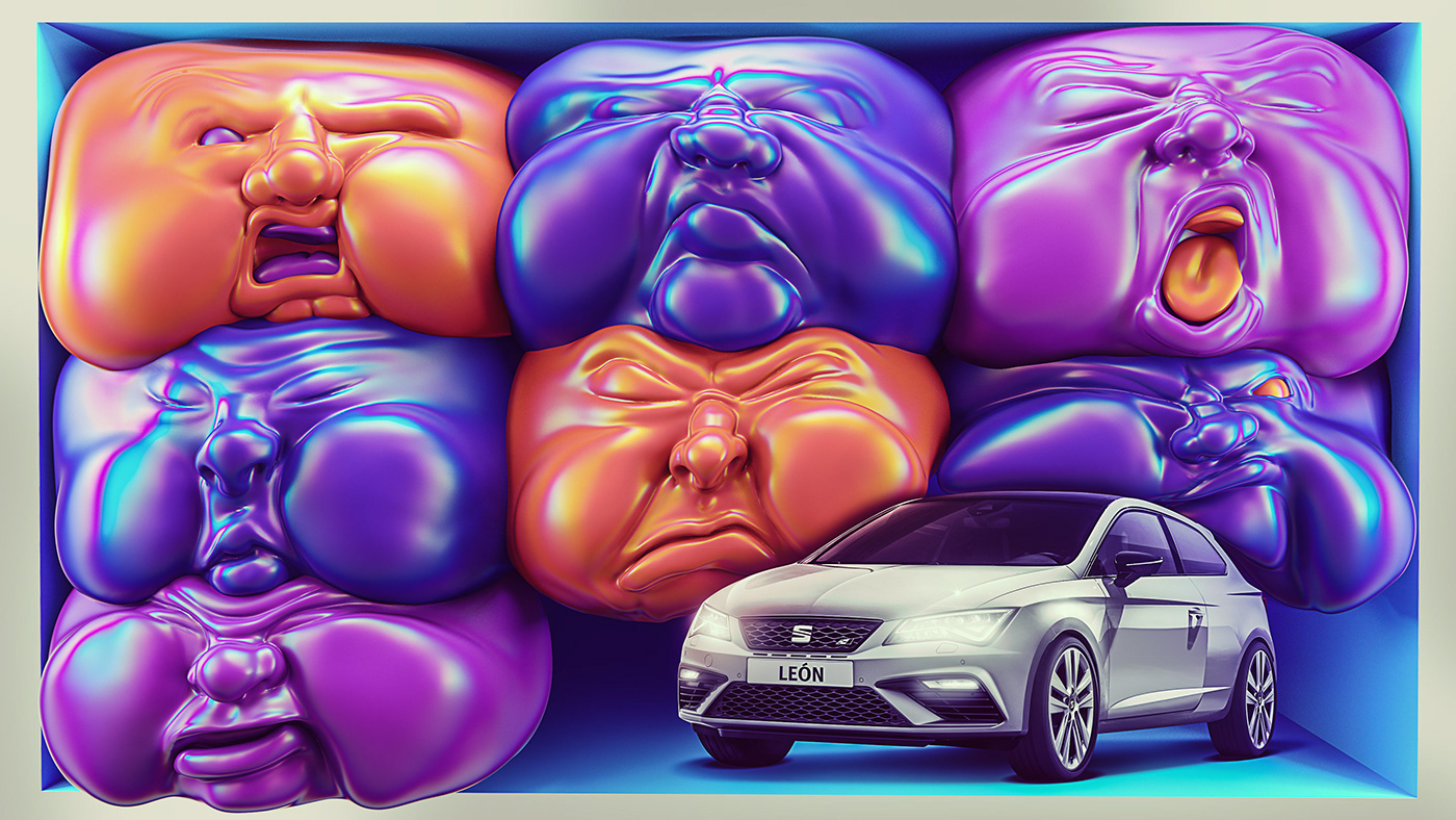 3D car face seat
