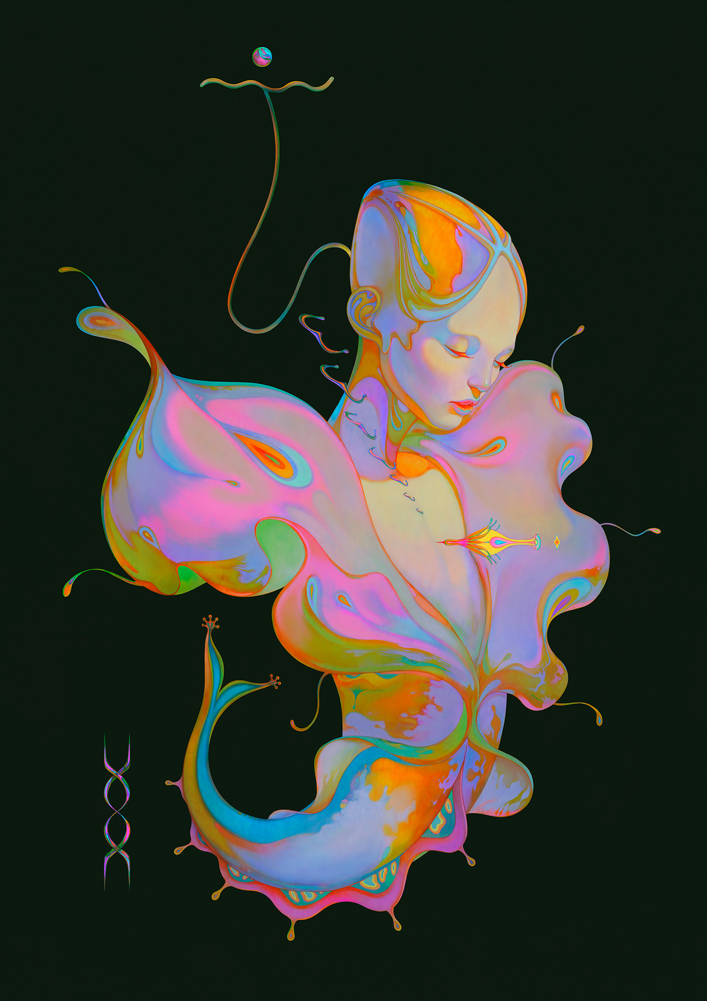 mermaid fantasy iridescent alien christian orrillo holographic neon ILLUSTRATION 