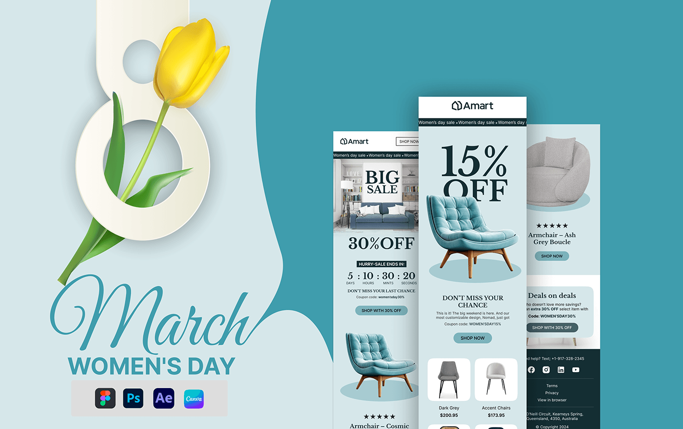 newsletter email_design Email_template FURNITURE_EMAIL_DESIGN Women's Day_Email_Design