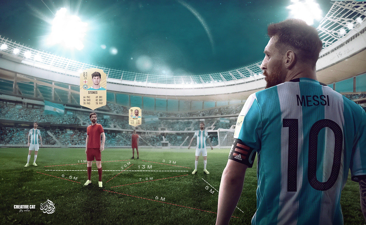 Leo Messi sports football design Graphic Designer visual identity Social media post manipulation visualization Role Of Thirds