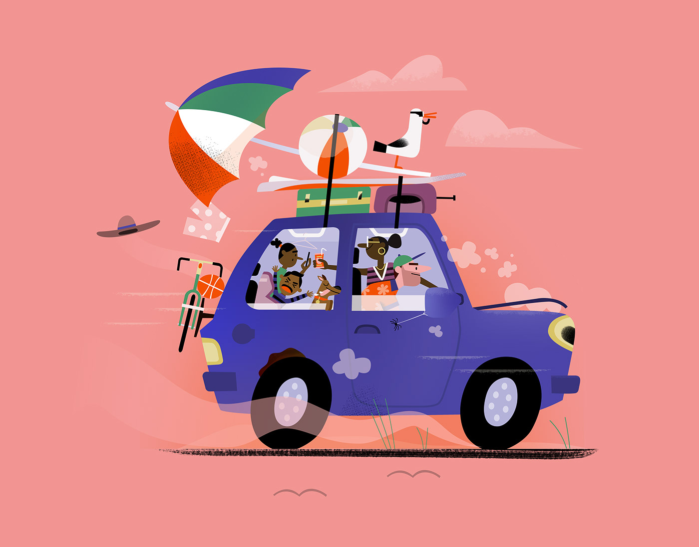 adobe illustrator Advertising  car Character design  family Holiday ILLUSTRATION  vector