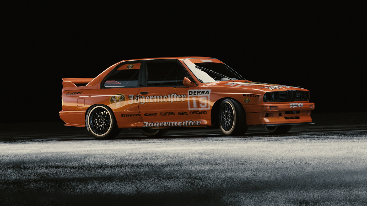 BMW car e30 group b orange race vintage