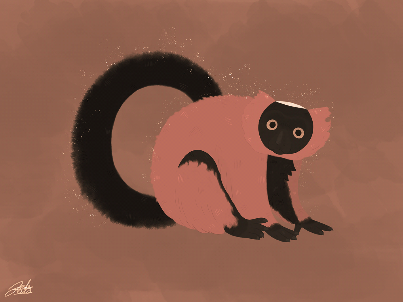 His Dark Materials ILLUSTRATION  Drawing  Digital Art  Philip Pullman lemur Red Ruffed Lemur hdm animal dæmon hdm