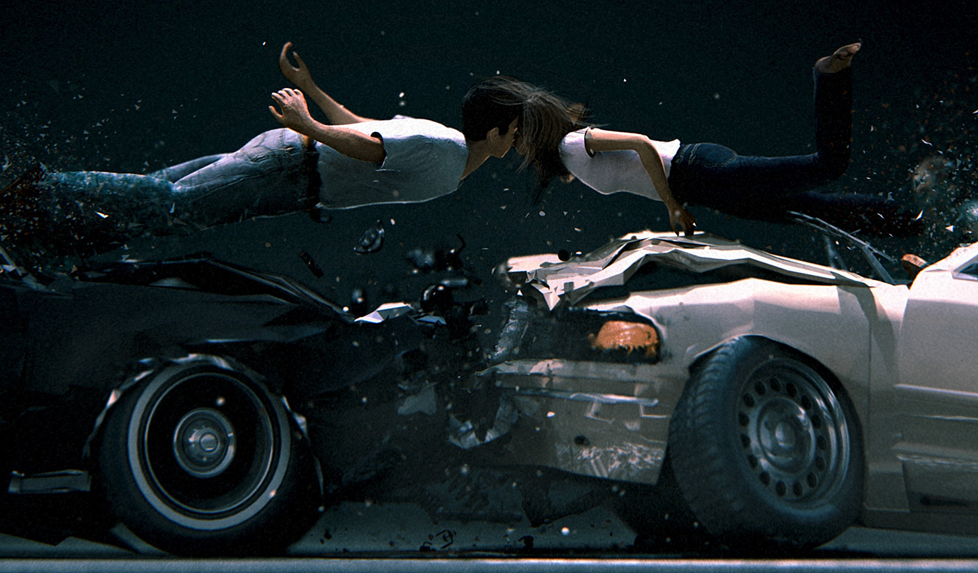 car crash 3D Advertising  Ford
