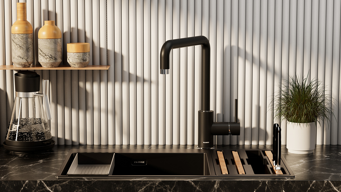 blanco franke kitchen visualization 3D Render architecture corona modern