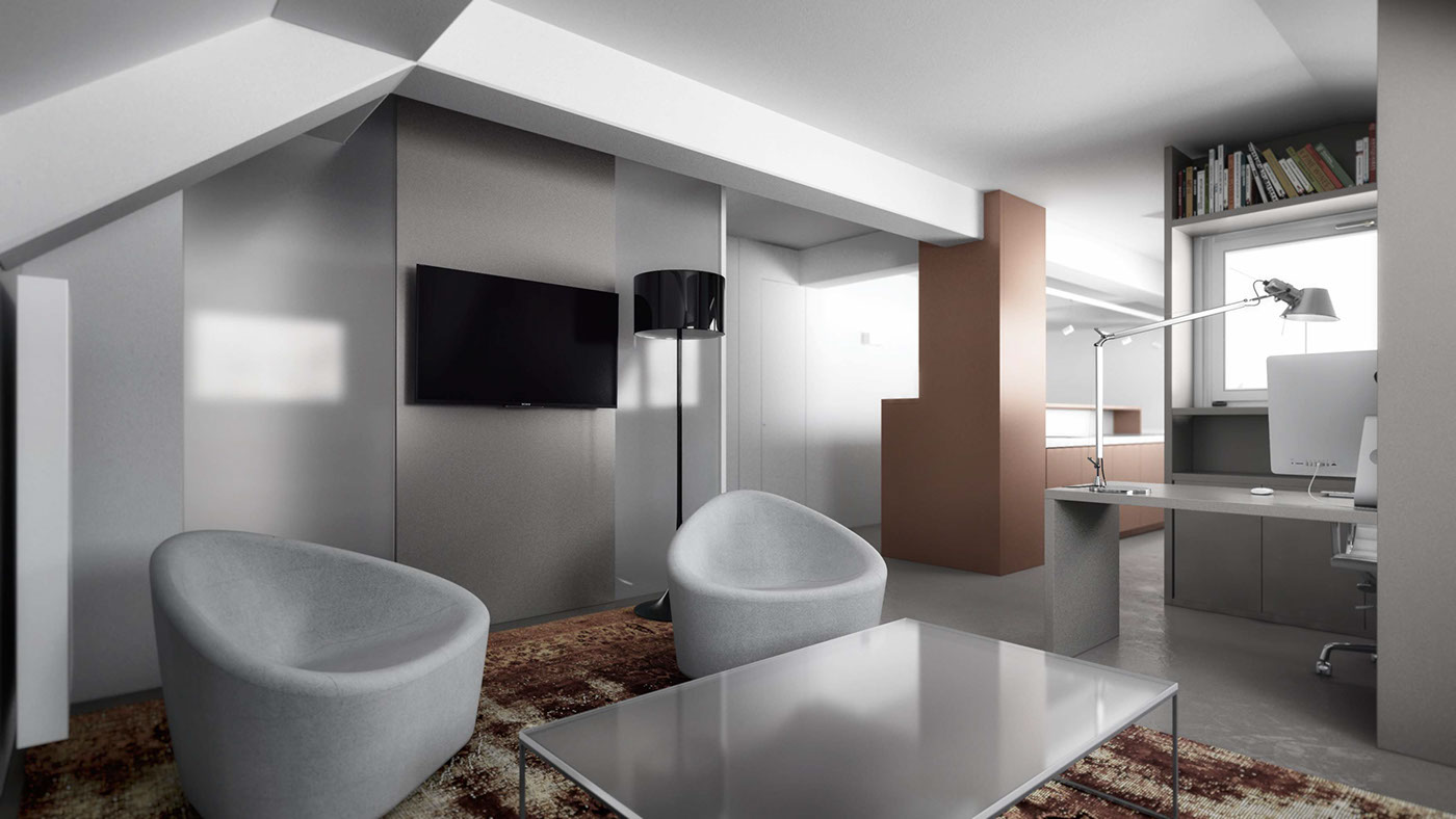 Render 3D 3dsmax rendering vray Interior living kitchen