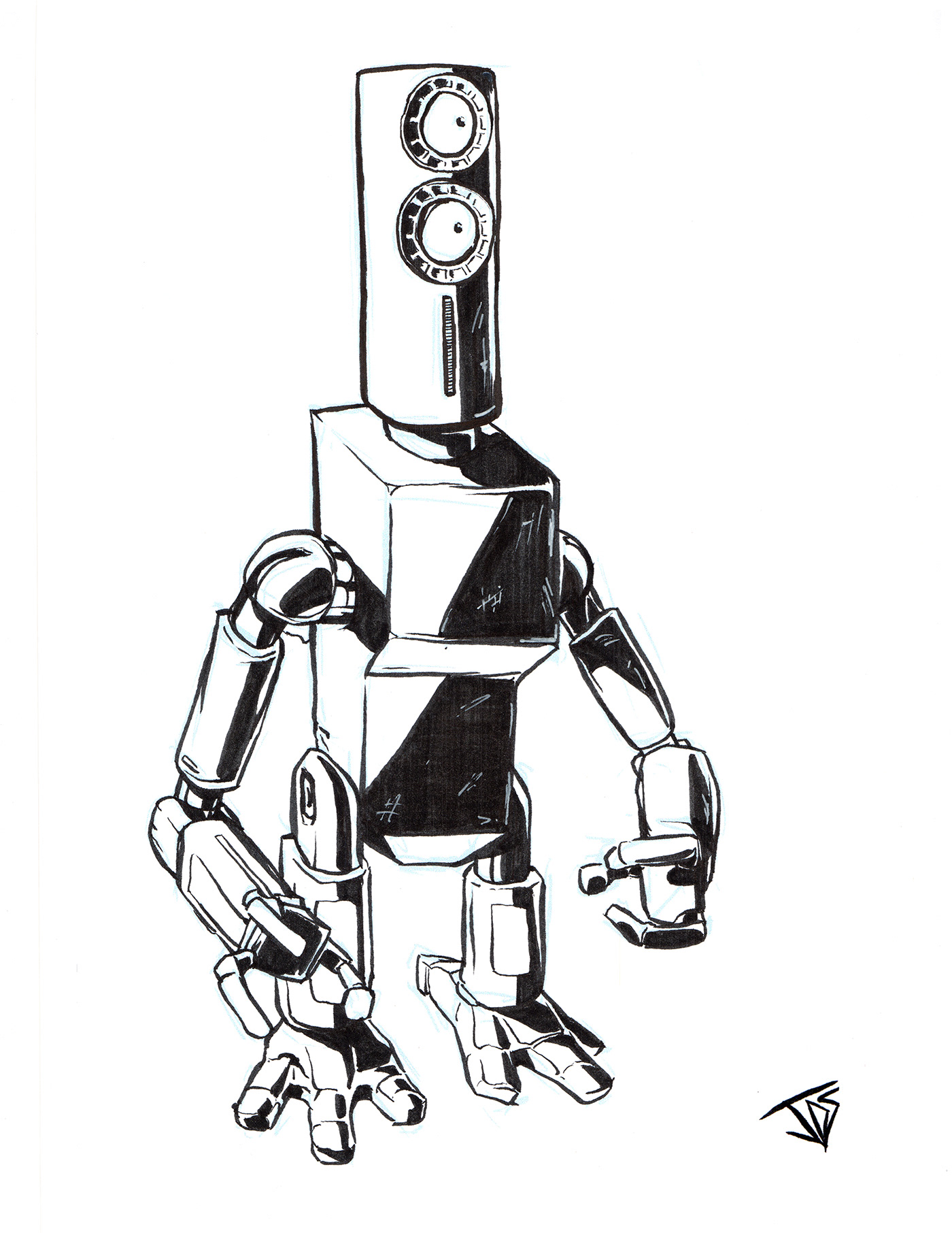 robots #MarchOfRobots droid bot mech cartoon ILLUSTRATION  Character design  inking