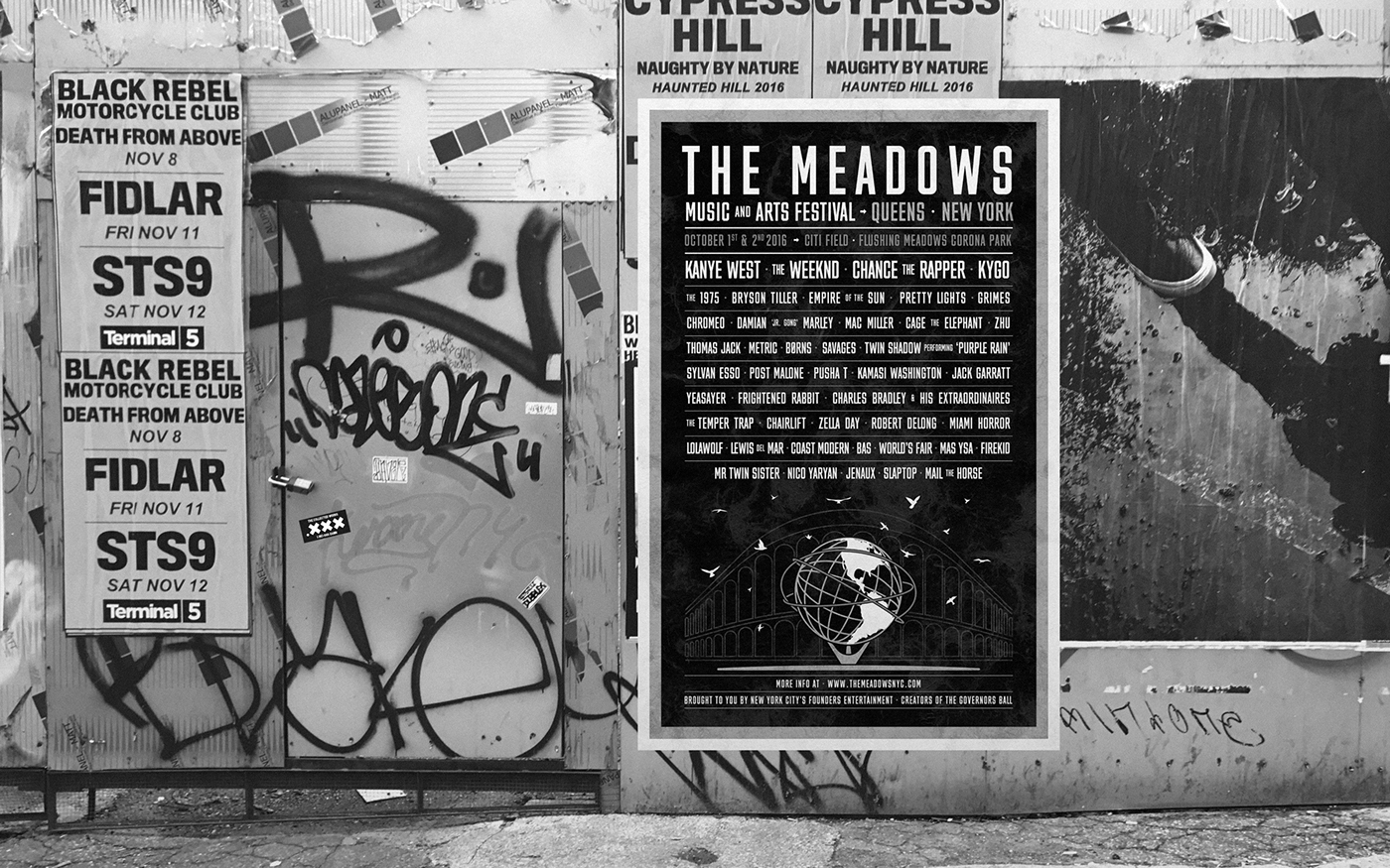 The Meadows Music Festival festival branding  identity screen printing concert Concert Branding new york city music