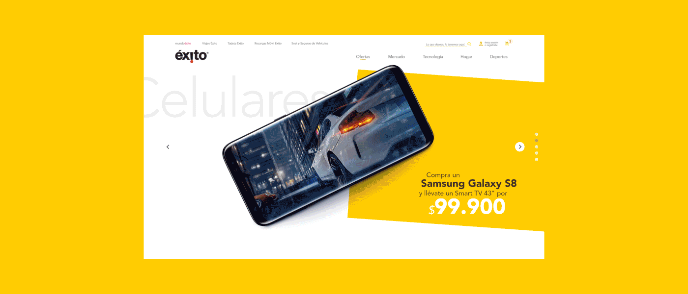 redesign rediseño UI Supermarket clean simple Shopping landing page exito Website
