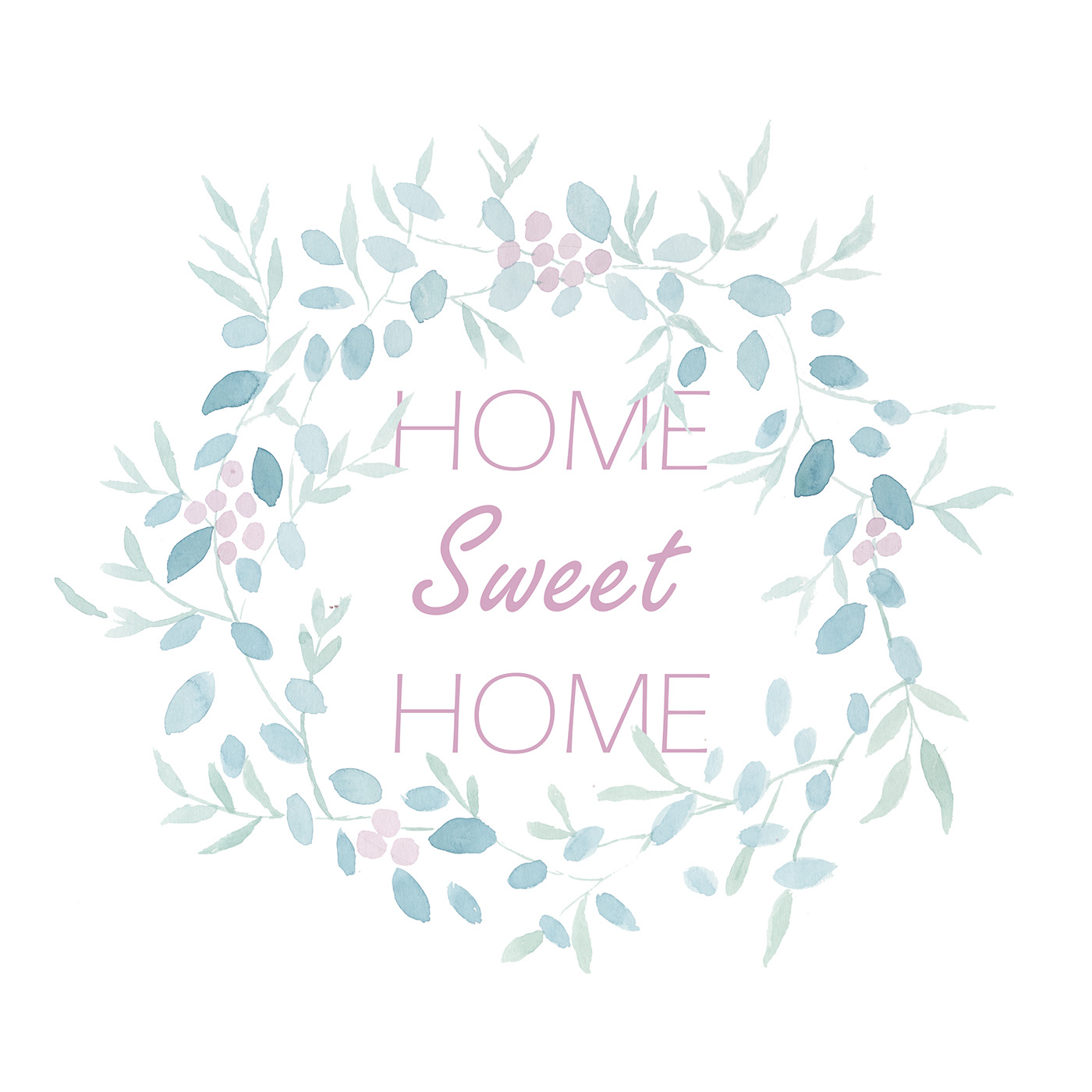 watercolour paint Home sweet home floral ILLUSTRATION 