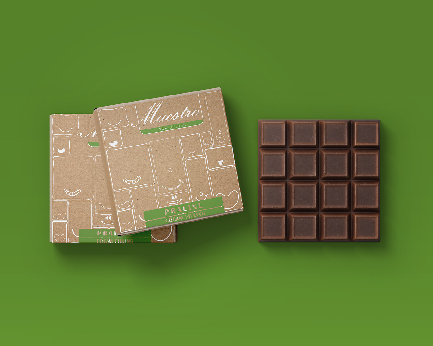 chocolate packaging package design  Mockup bonheur ILLUSTRATION  faces écologique partage plaisir visages