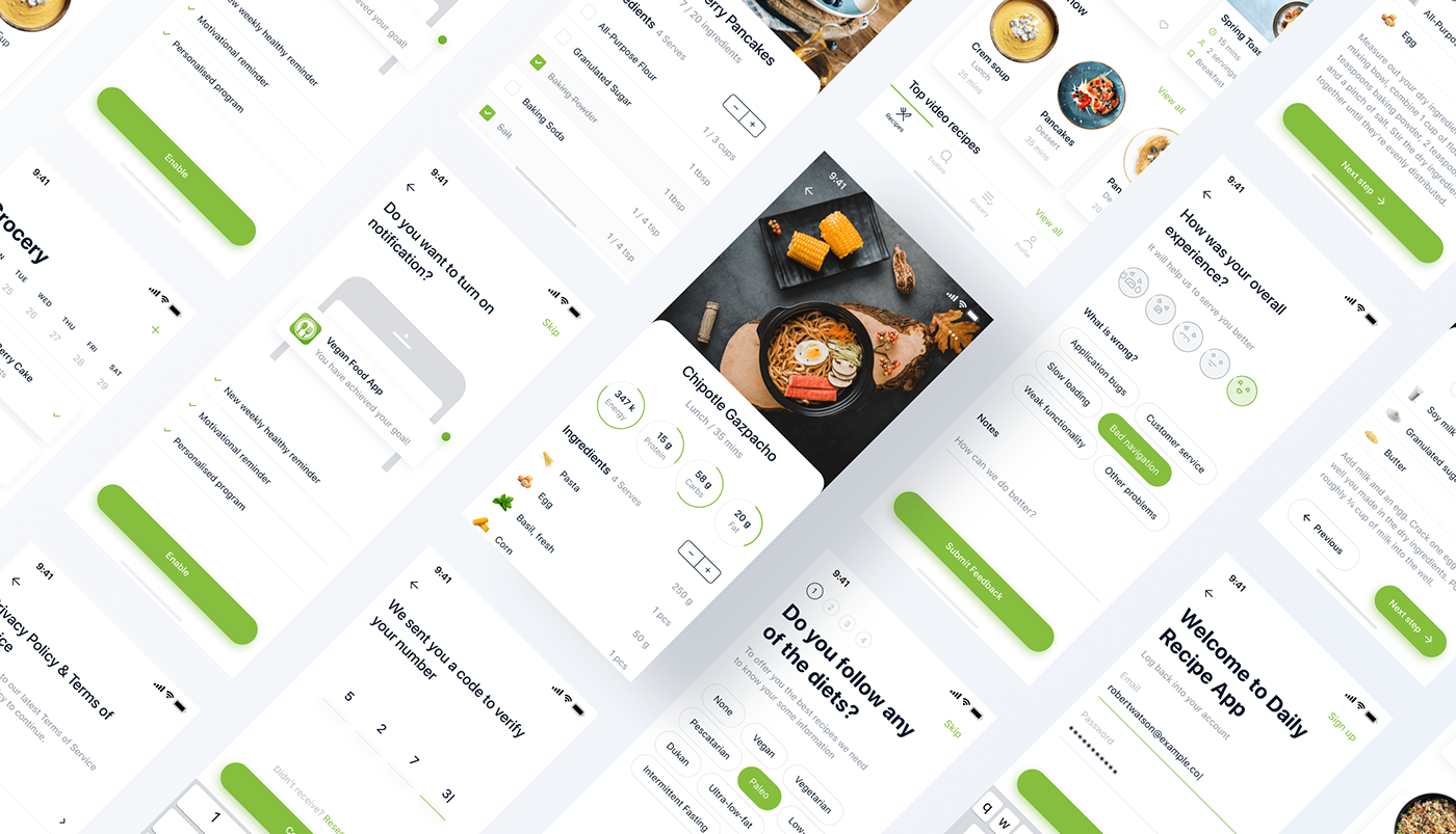 Adobe XD animation  interaction Mobile app UI ux cooking Food  nutrition recipes