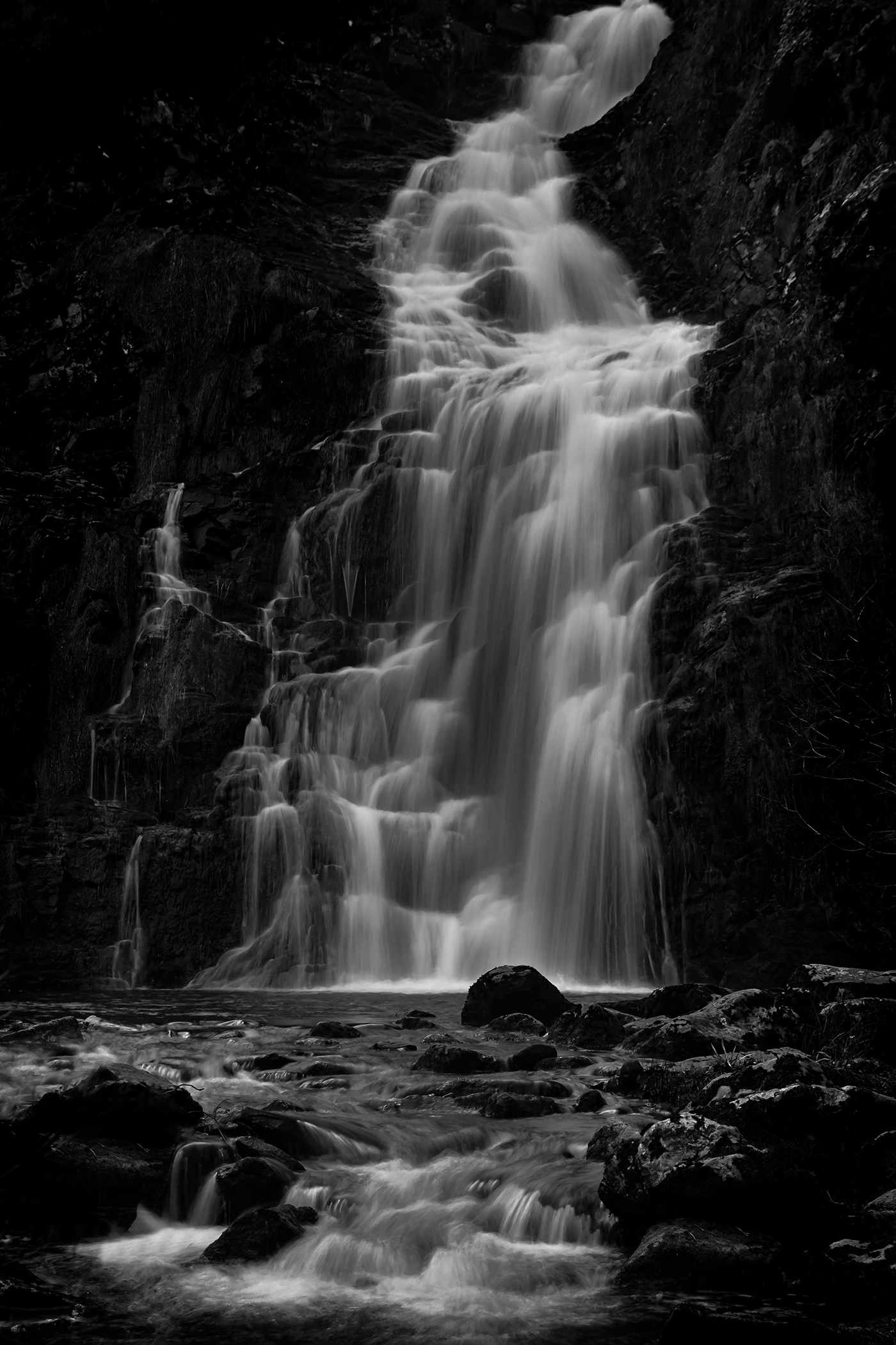 waterfall motion blur Travel Monochromatic black and white Landscape fine art Nature